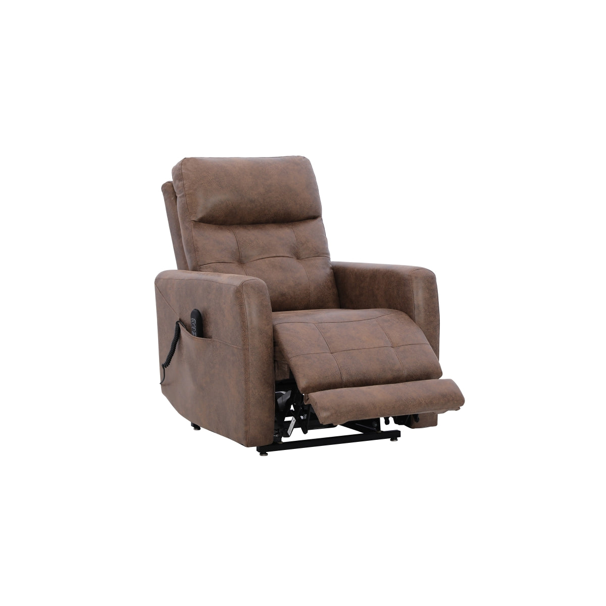 Brown Aisha Medical Lift Chair by CastleUp Experience Centre with power lift and headrest in a reclined position.