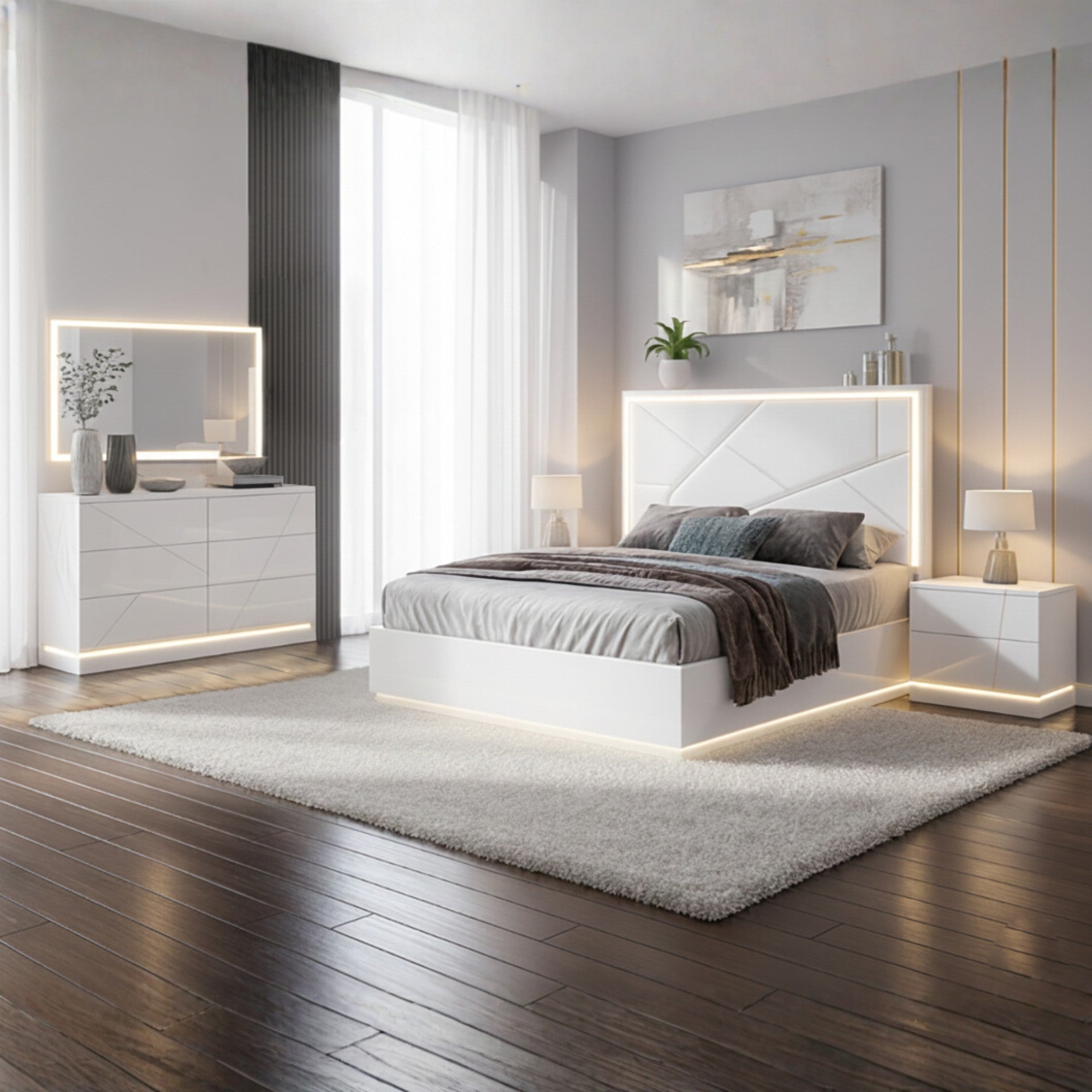 Tresoria Modern Lift-Up Storage Bedroom Set in White | CastleUp Experience Centre