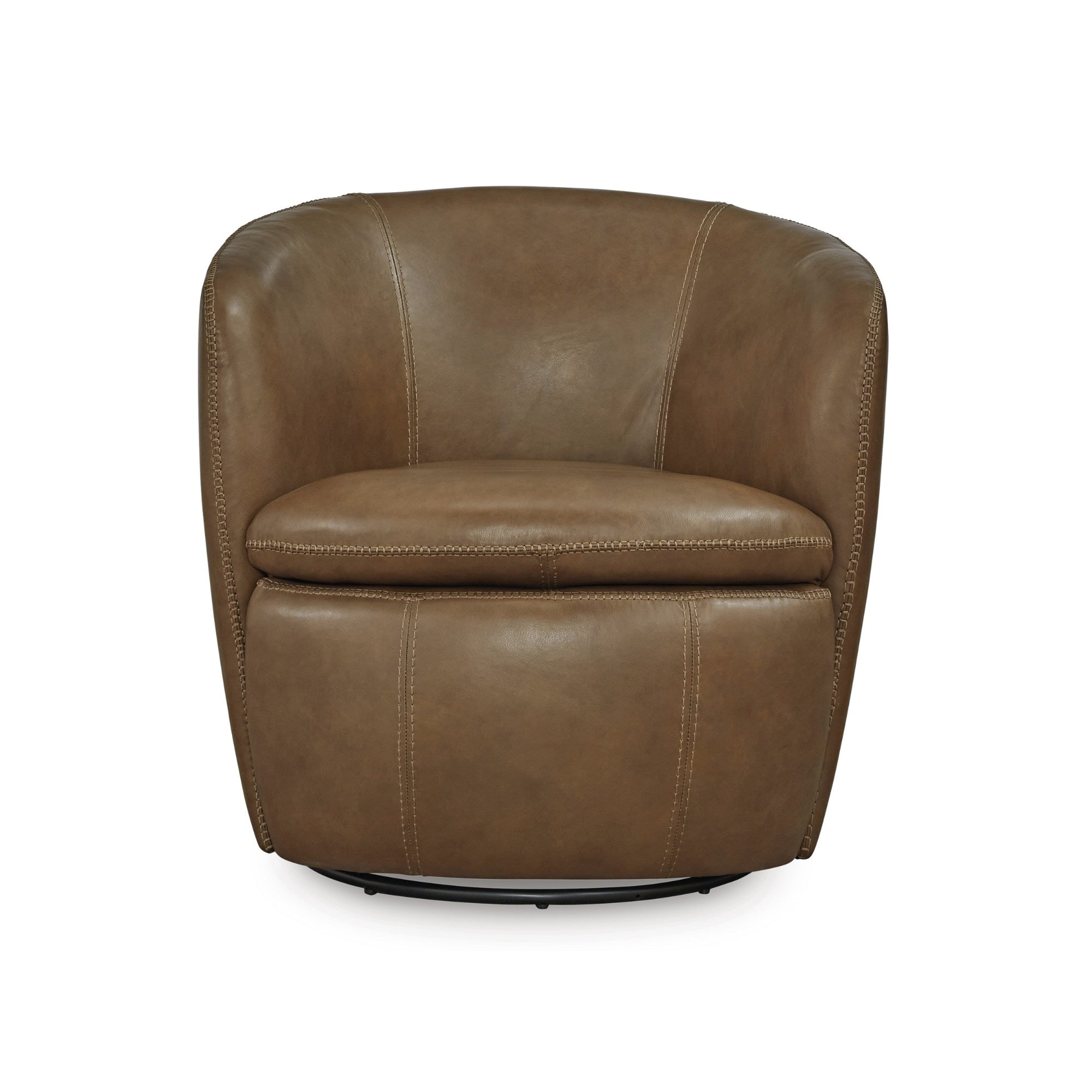Kierreys Leather Swivel Accent Chair Caramel