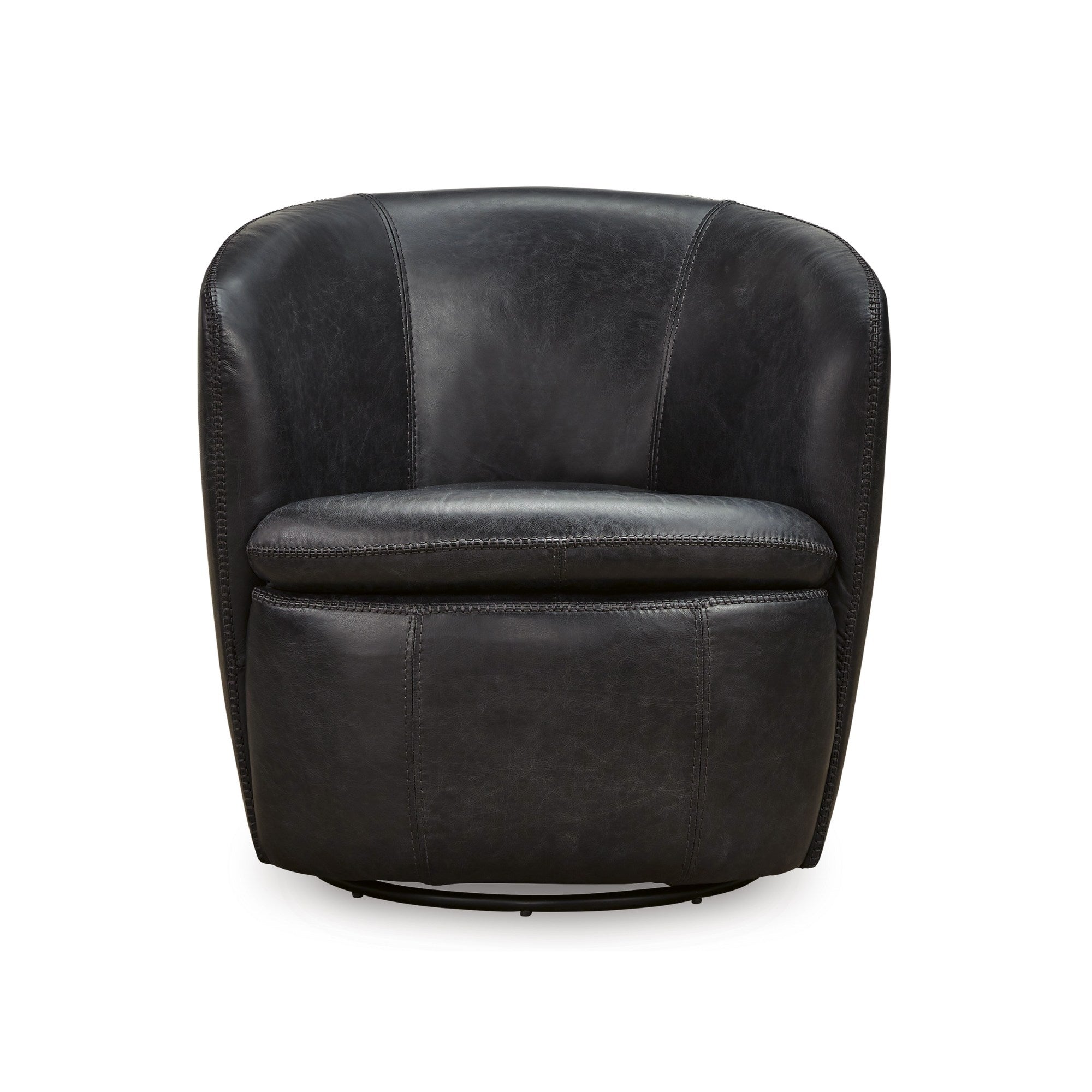 Kierreys Leather Swivel Accent Chair Midnight