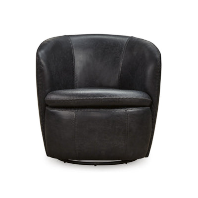 Kierreys Leather Swivel Accent Chair Midnight