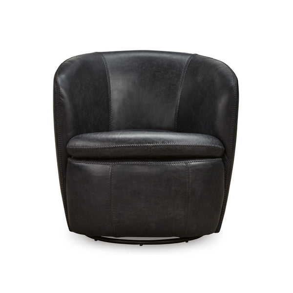 Kierreys Leather Swivel Accent Chair Midnight | CastleUp Experience Centre Online Furniture