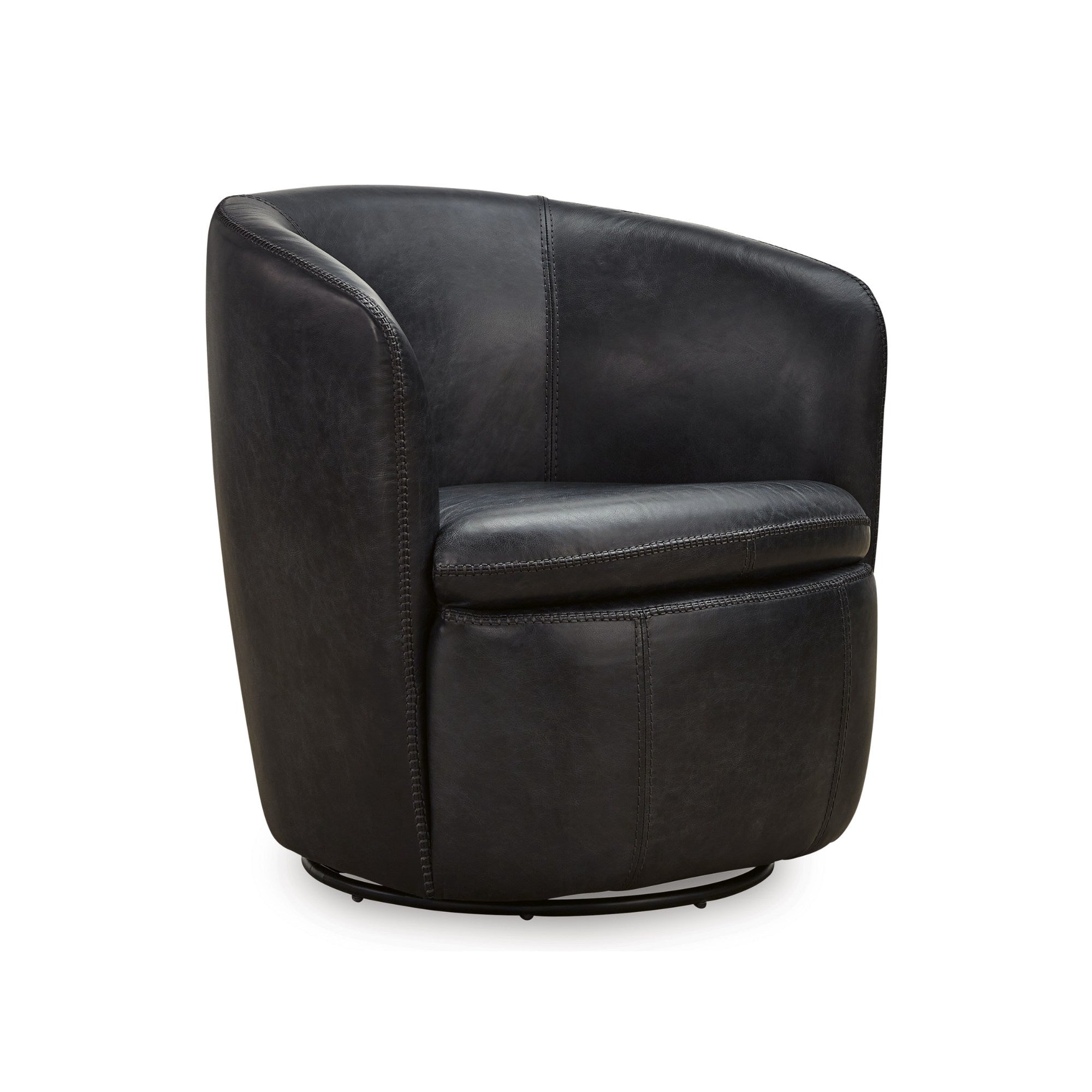 Kierreys Leather Swivel Accent Chair Midnight