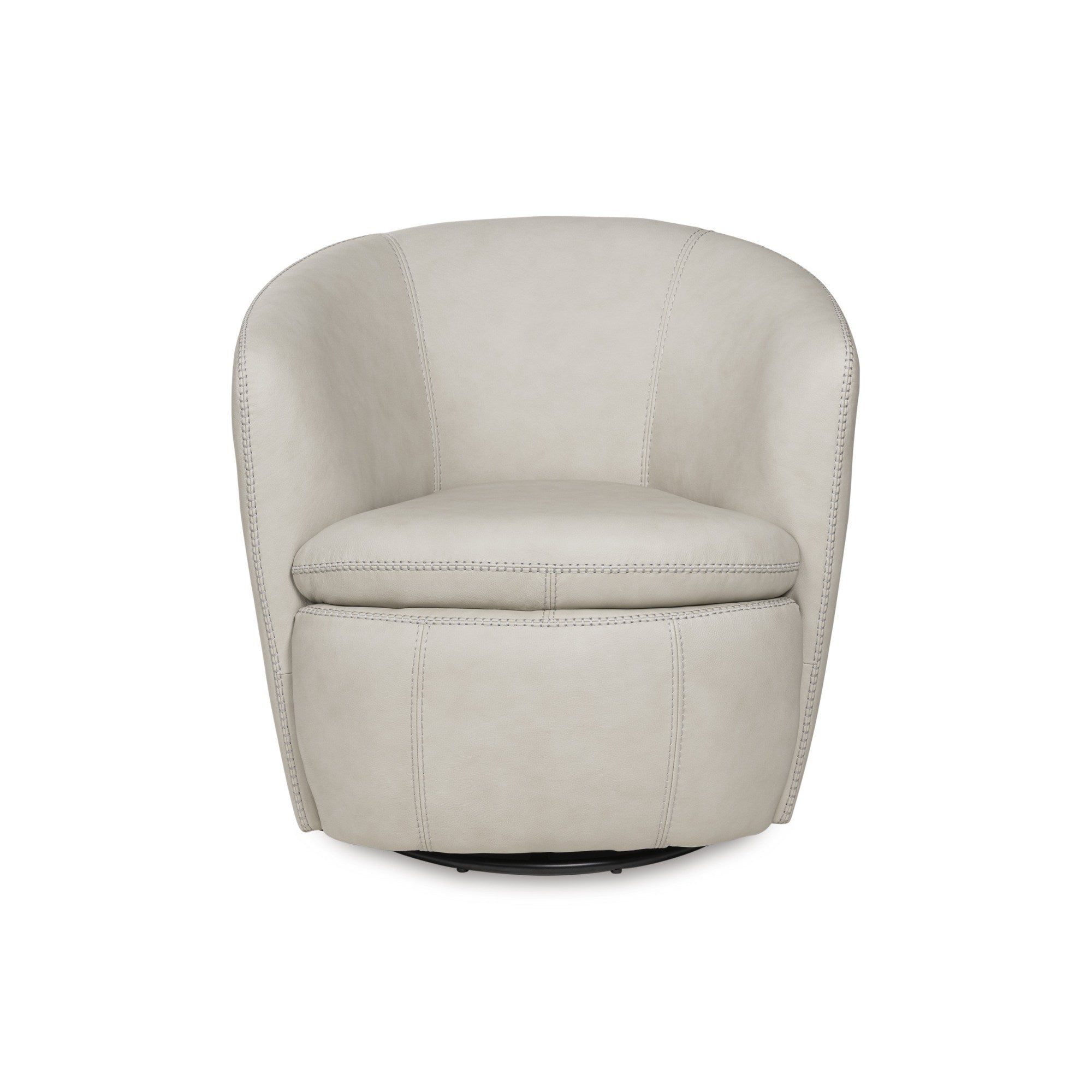 Kierreys Leather Swivel Accent Chair Beige