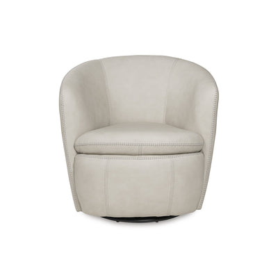 Kierreys Leather Swivel Accent Chair Beige
