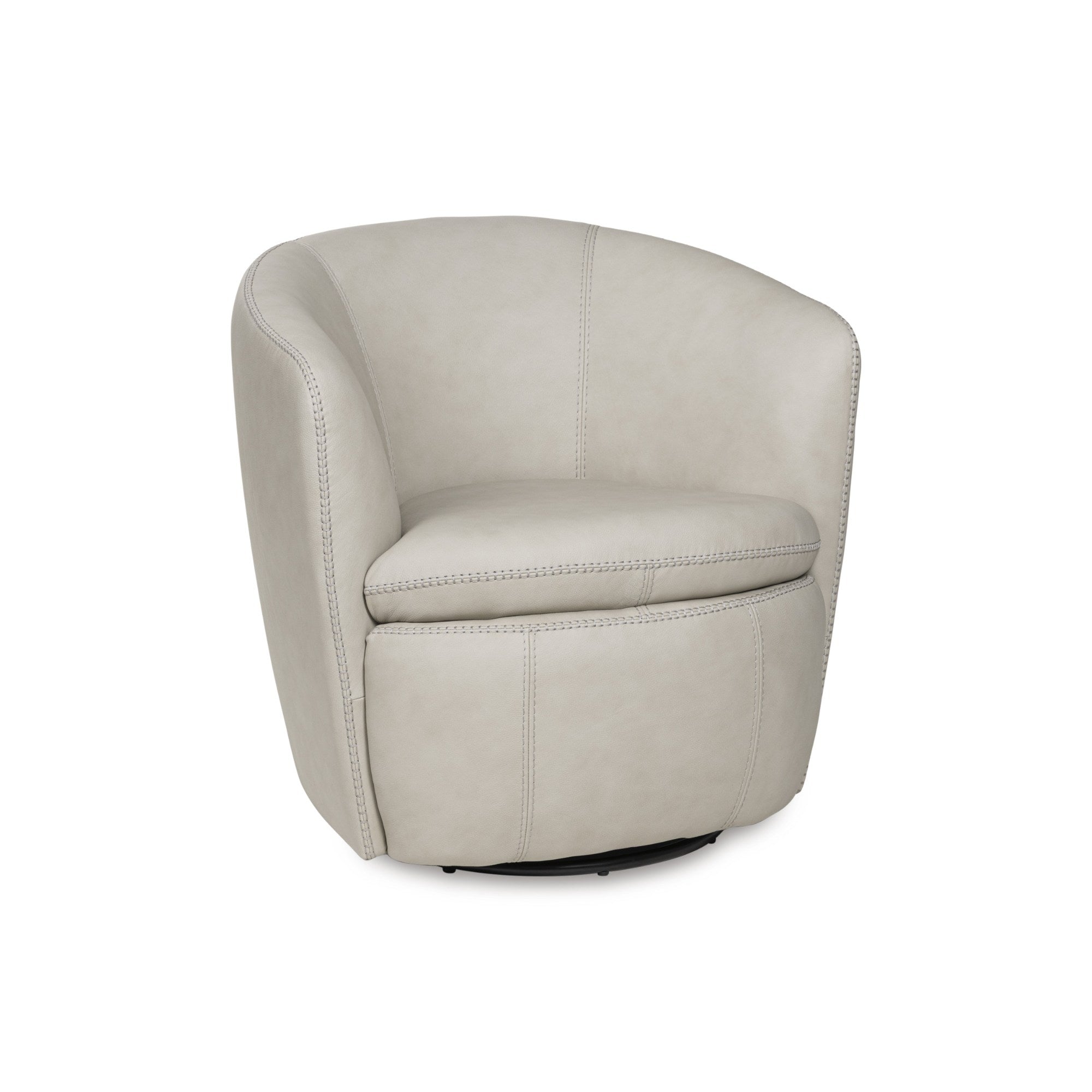 Kierreys Leather Swivel Accent Chair Beige