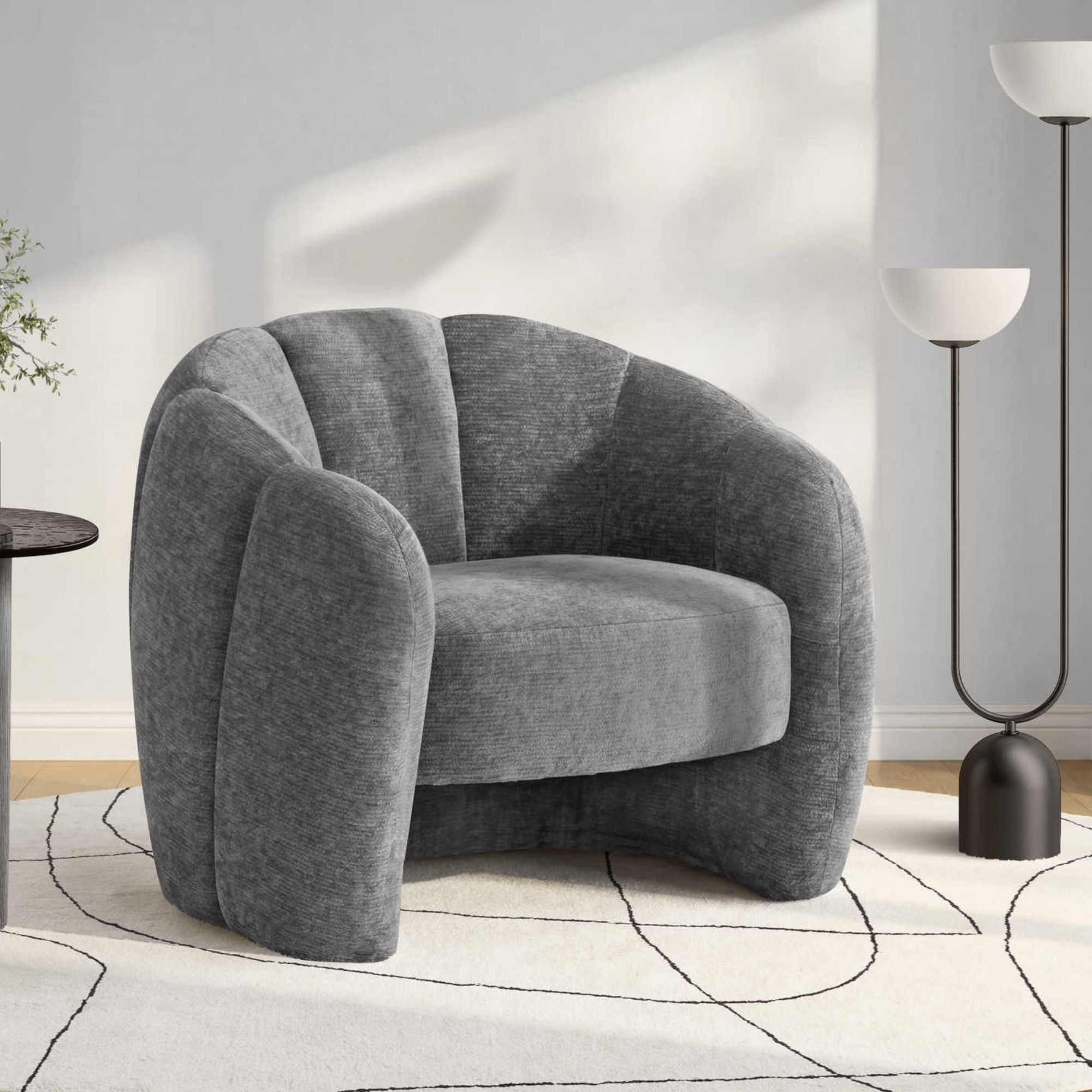 Fauteuil d'appoint en tissu gris clair I8005