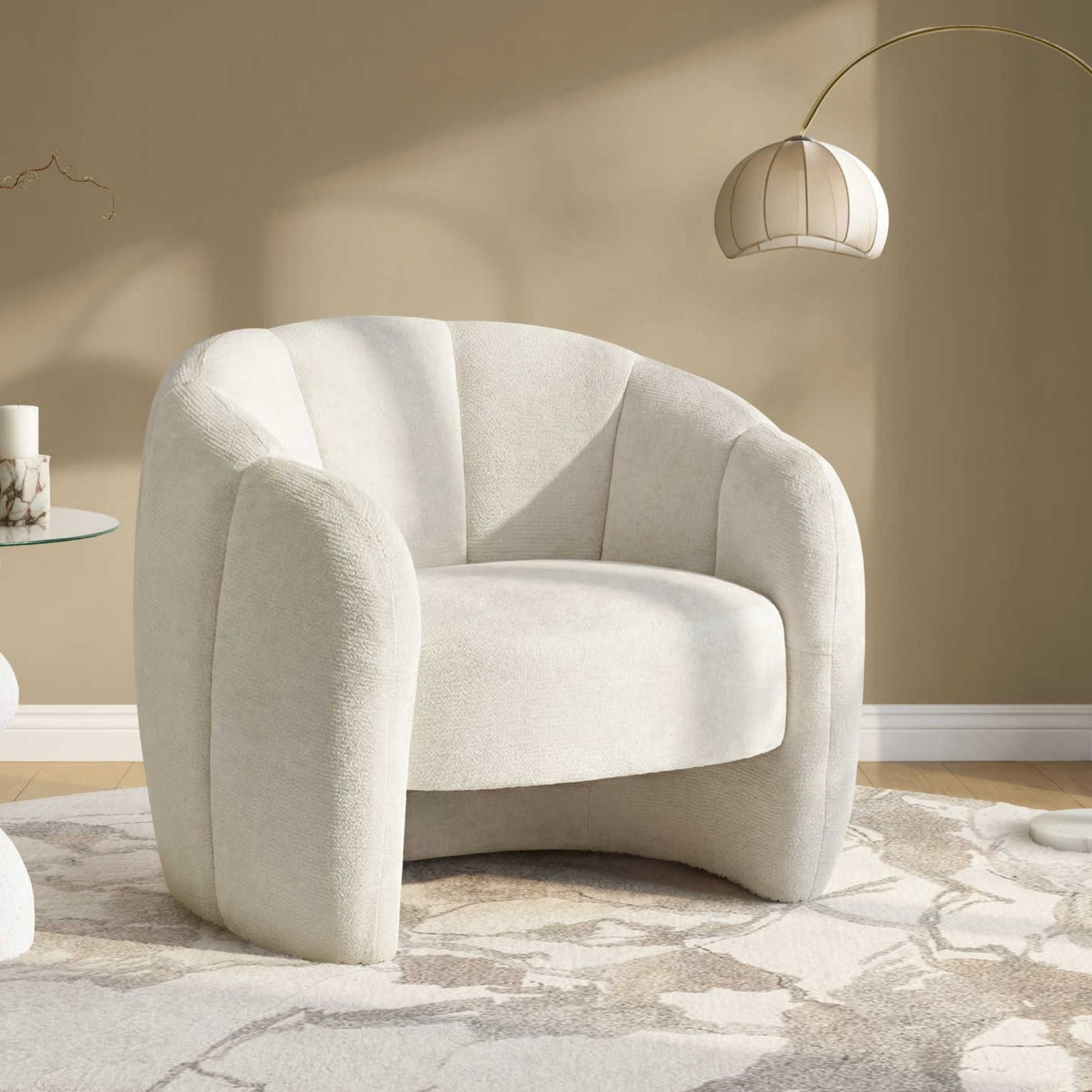 Fauteuil d'appoint en tissu gris clair I8005