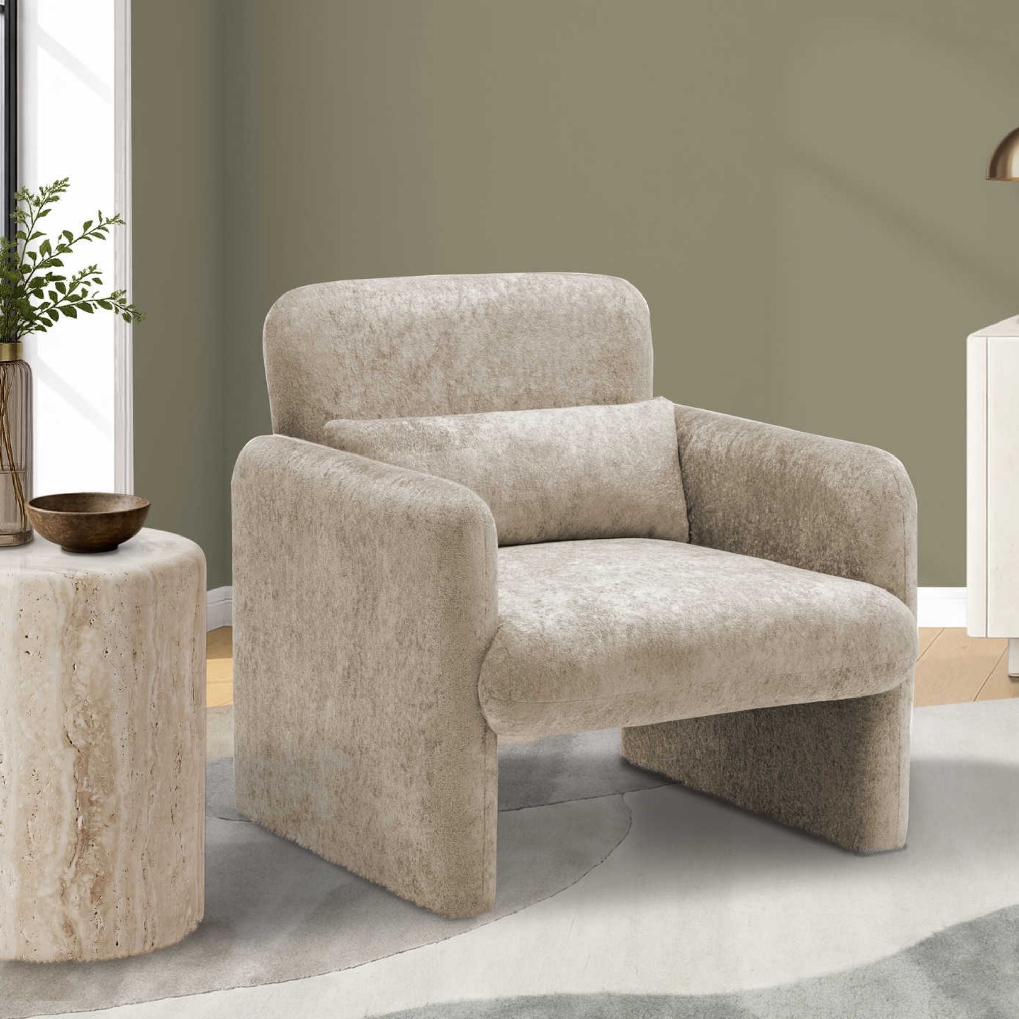 Fauteuil d'appoint en tissu gris clair I8005
