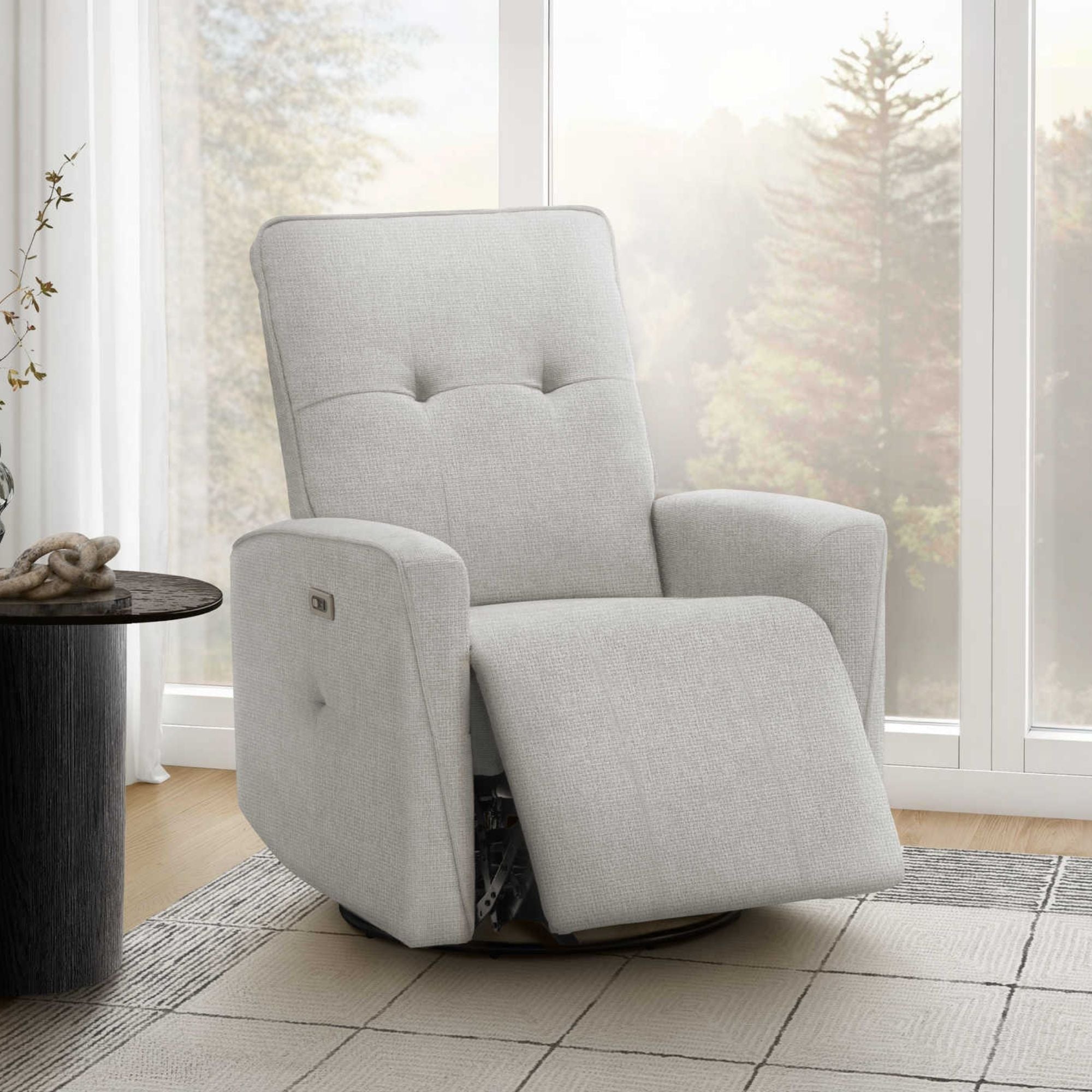 Grey Monarch Specialties Vanta power reclining chair with USB port, featuring plush cushions and modern design.