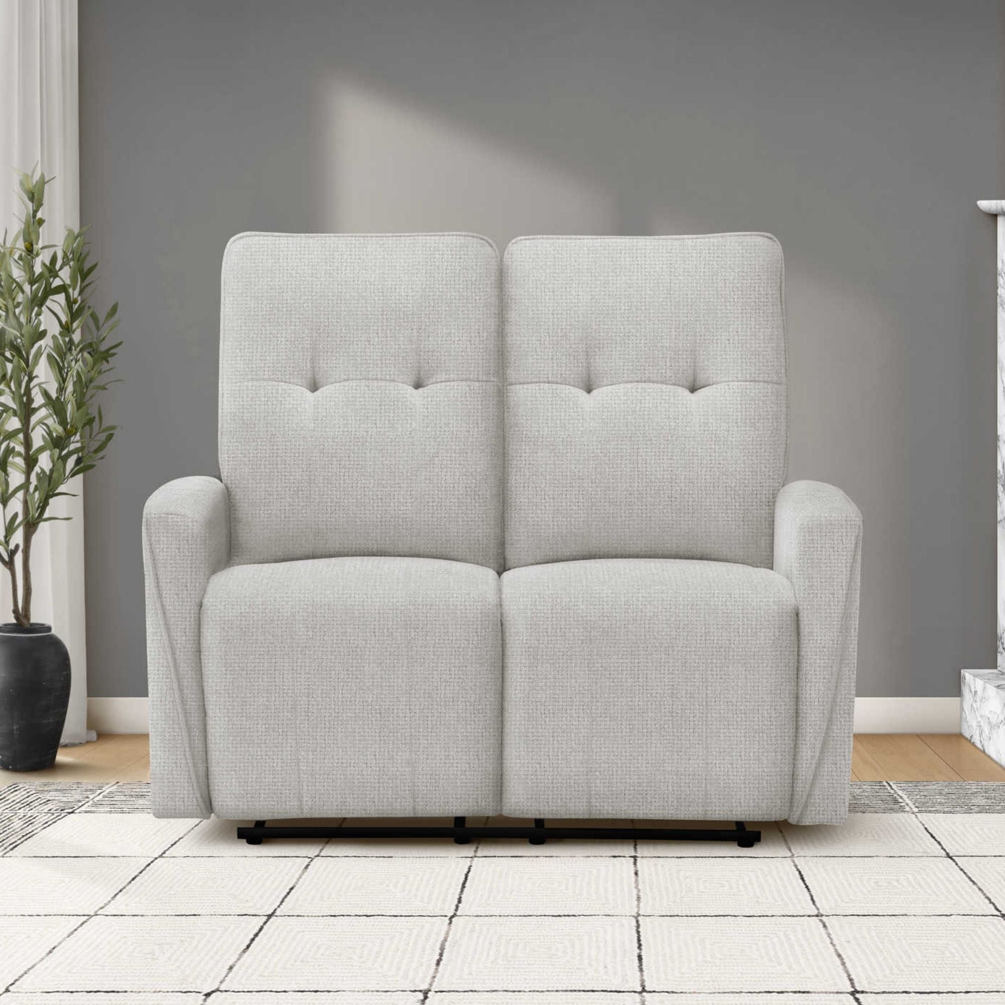 Grey Vanta Power Reclining Loveseat with USB port by Monarch Specialties, showing plush cushions and modern design.