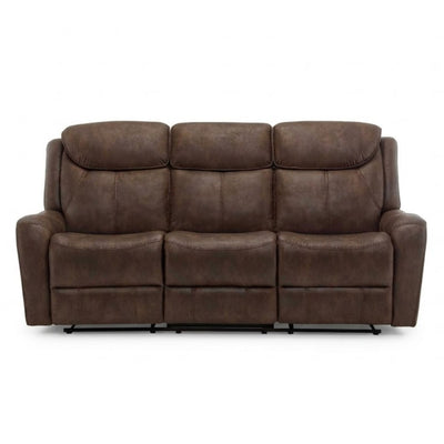 Brown Briarwood power reclining sofa with USB ports by Monarch Specialties, showcasing plush cushions and modern design.