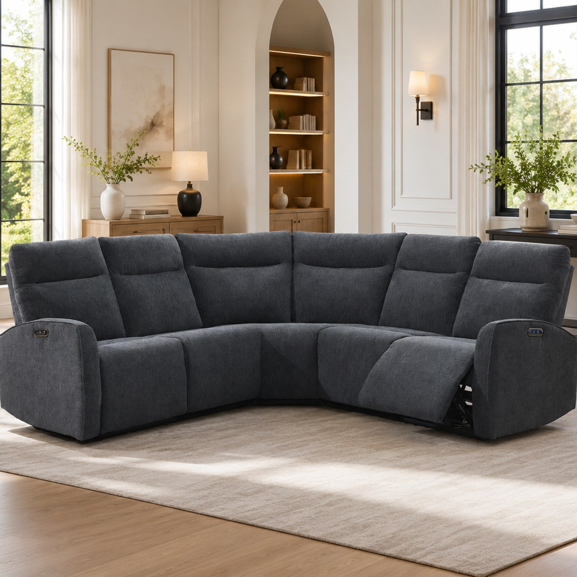 Alabama Power Reclining Sectional Grey