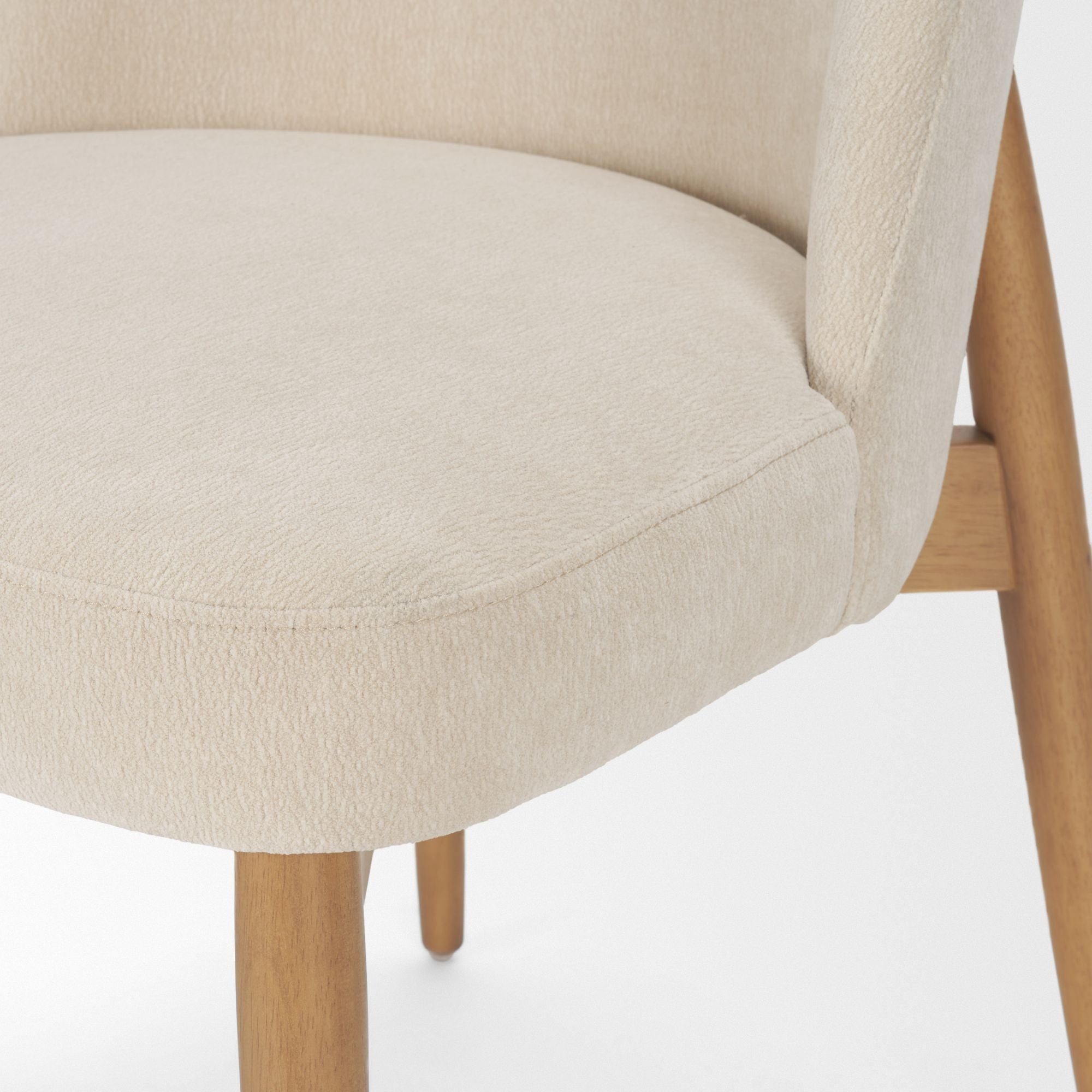 Mercana Abbie Collectional Curve Back Dining Chair in Oatmeal/Brown | CastleUp Experience Centre Online Furniture
