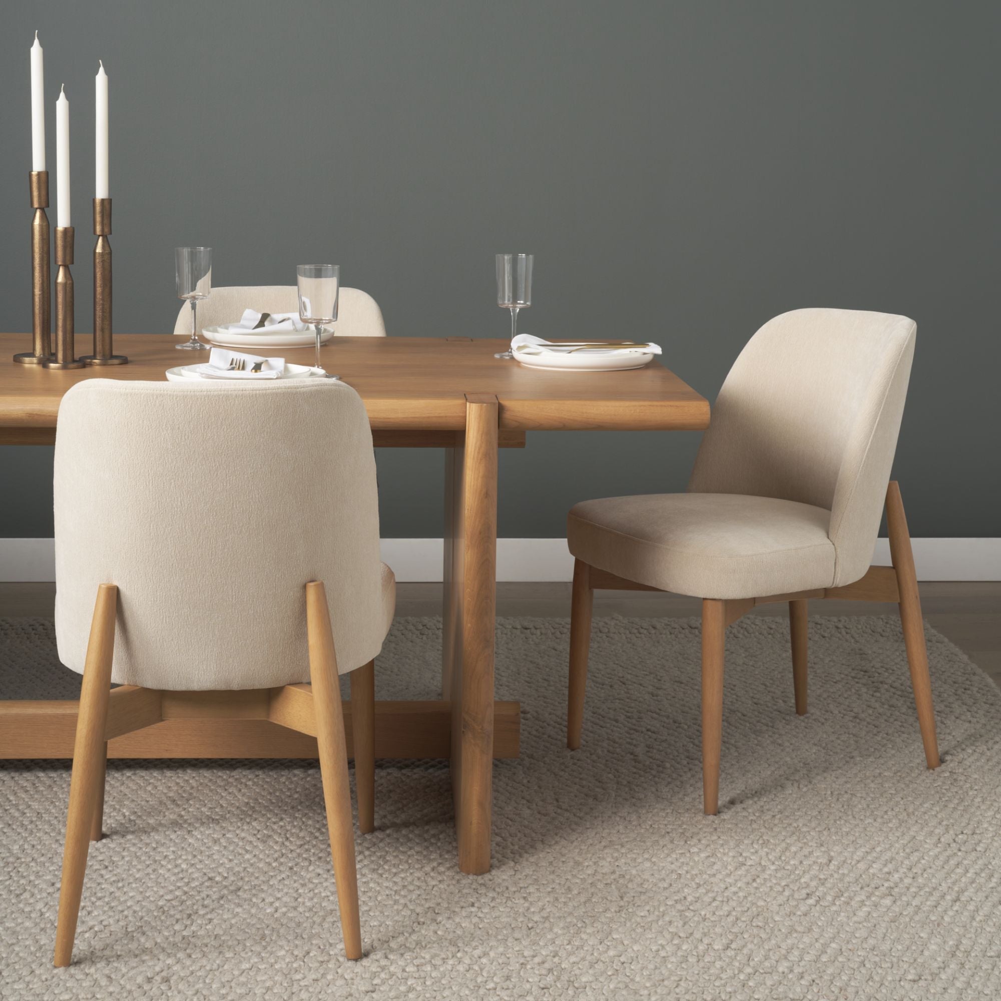 Mercana Abbie Collectional Curve Back Dining Chair in Oatmeal/Brown | CastleUp Experience Centre Online Furniture