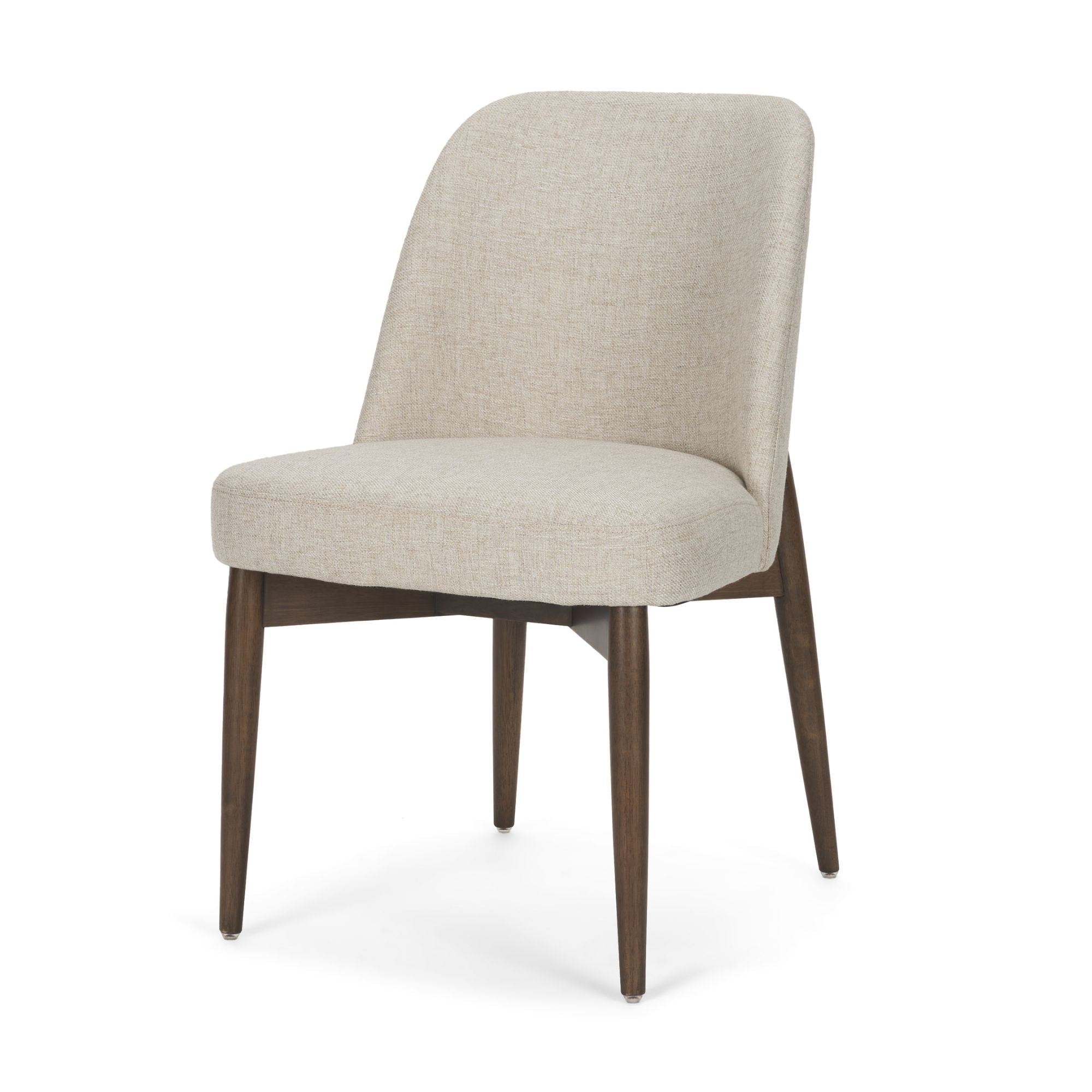 Mercana Abbie Collectional Curve Back Dining Chair in Oatmeal/Dark Brown | CastleUp Experience Centre Online Furniture