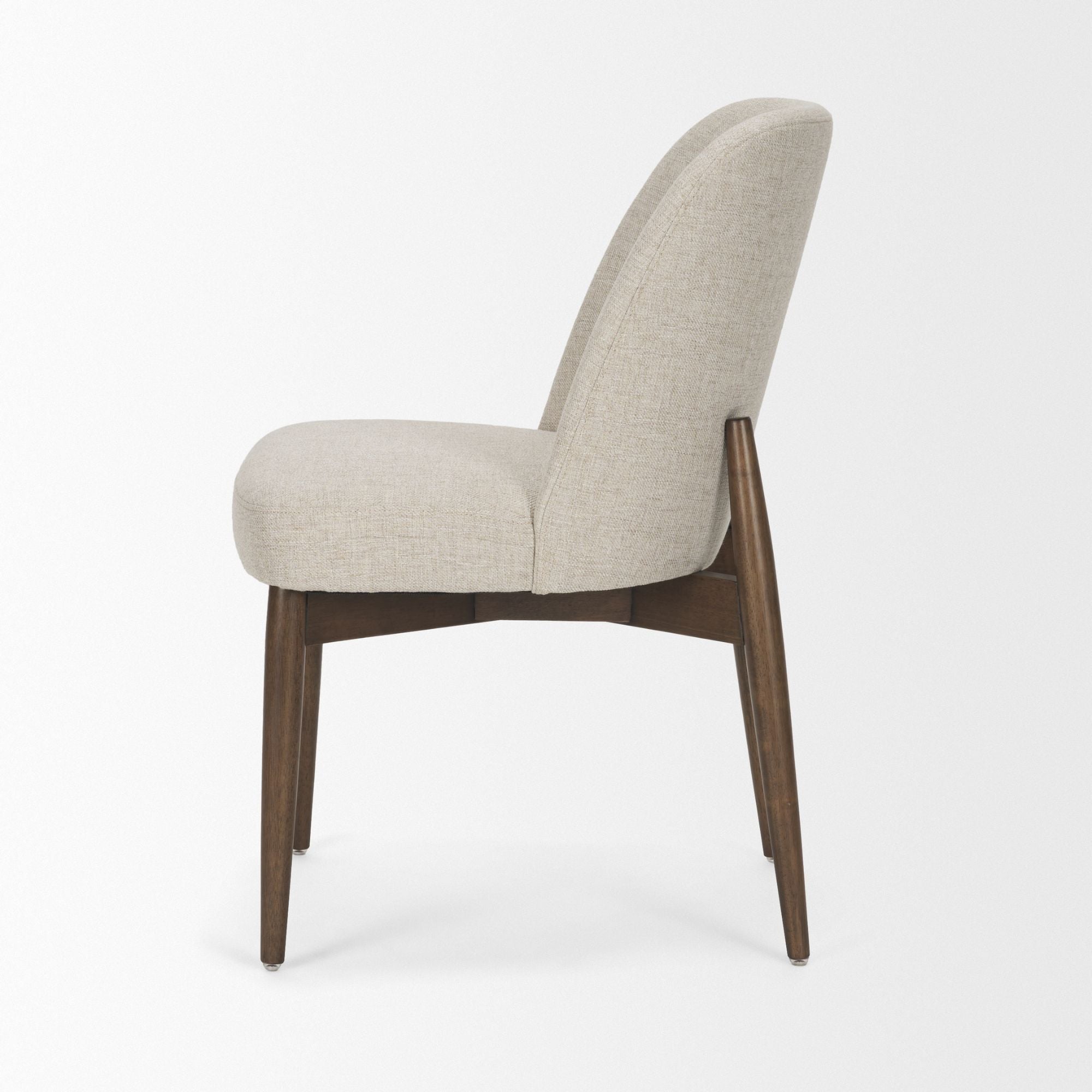Mercana Abbie Collectional Curve Back Dining Chair in Oatmeal/Dark Brown | CastleUp Experience Centre Online Furniture