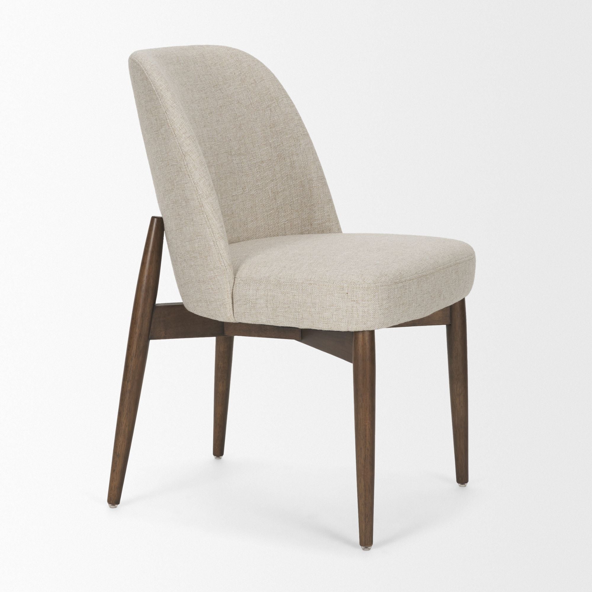 Mercana Abbie Collectional Curve Back Dining Chair in Oatmeal/Dark Brown | CastleUp Experience Centre Online Furniture