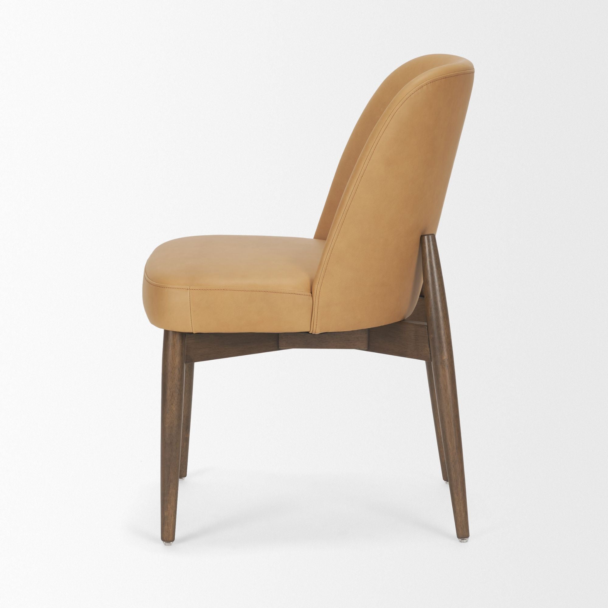 Mercana Abbie Collectional Curve Back Leather Dining Chair in Tan | CastleUp Experience Centre Online Furniture