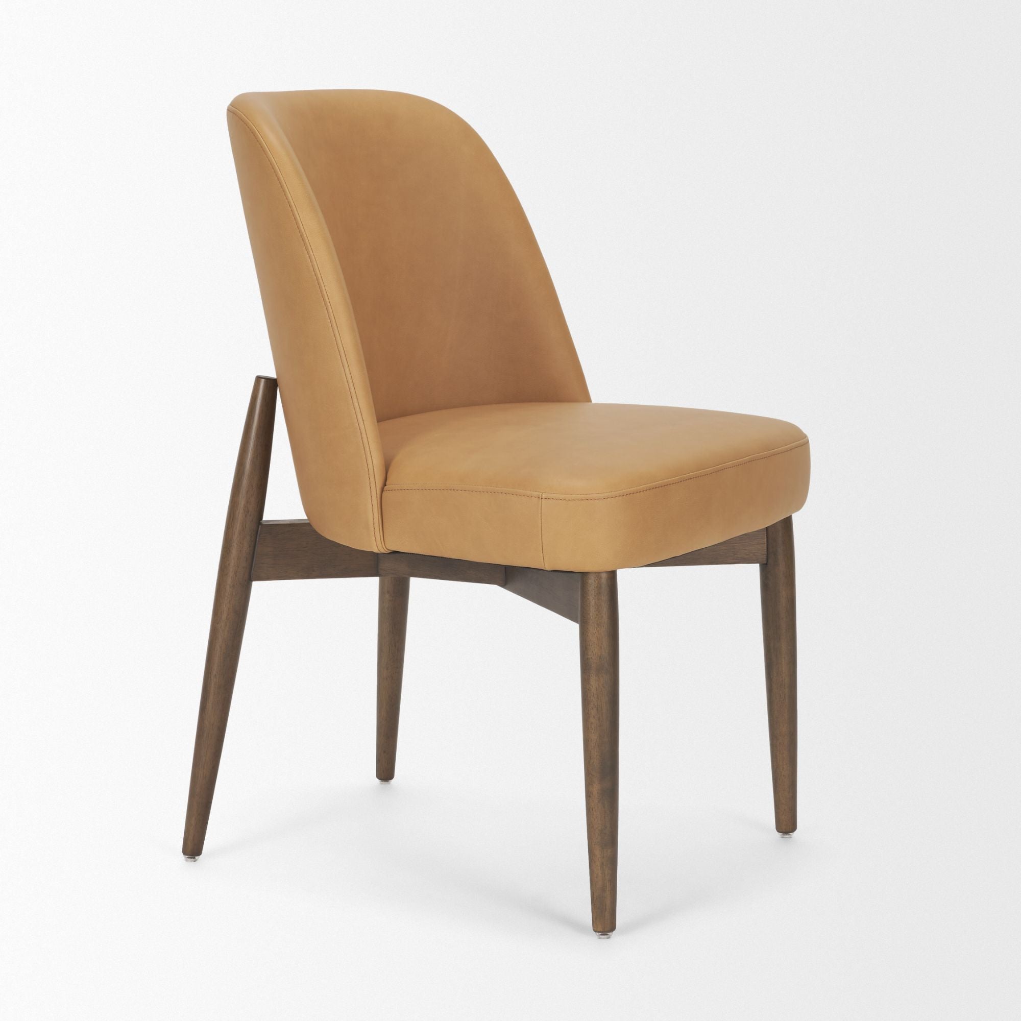 Mercana Abbie Collectional Curve Back Leather Dining Chair in Tan | CastleUp Experience Centre Online Furniture