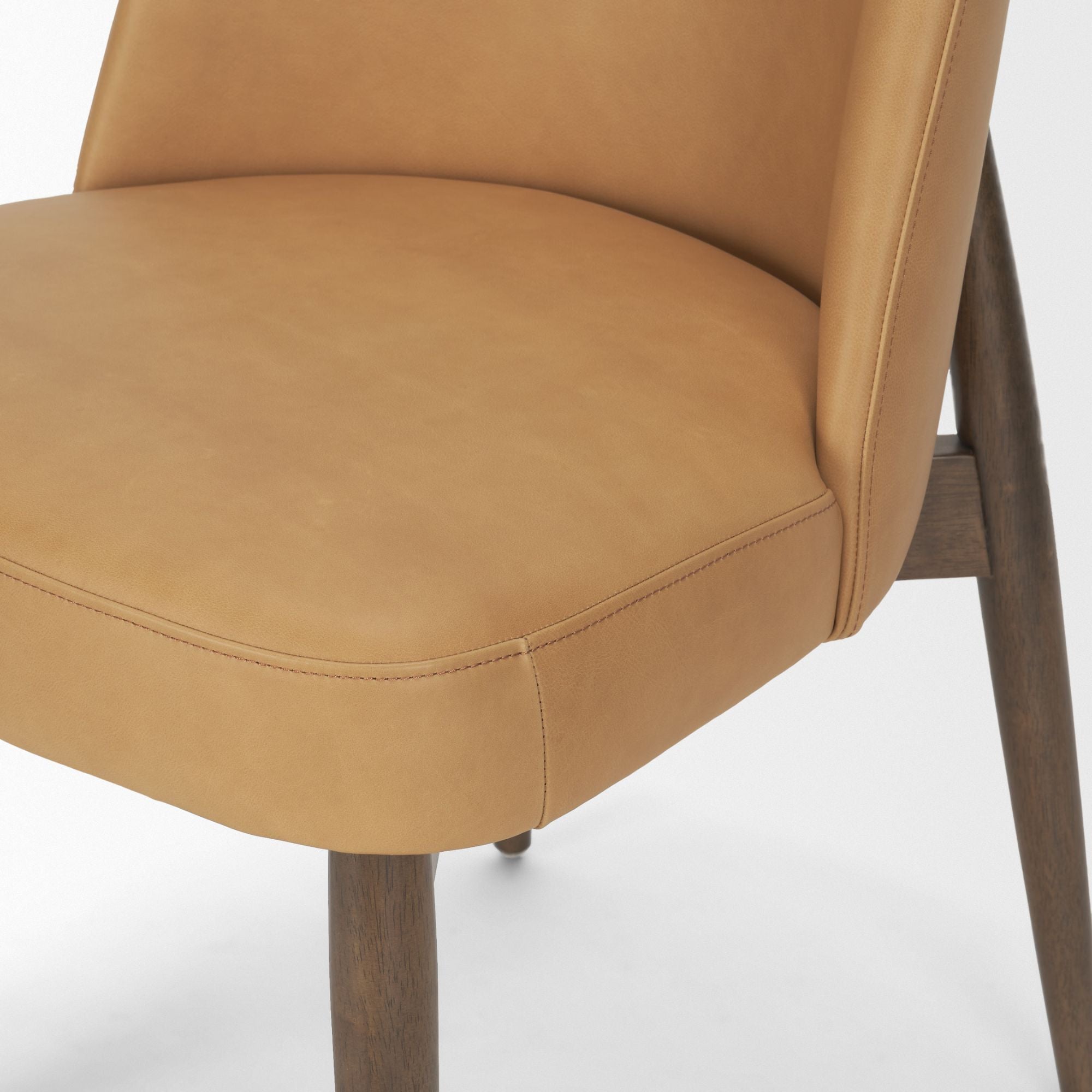 Mercana Abbie Collectional Curve Back Leather Dining Chair in Tan | CastleUp Experience Centre Online Furniture