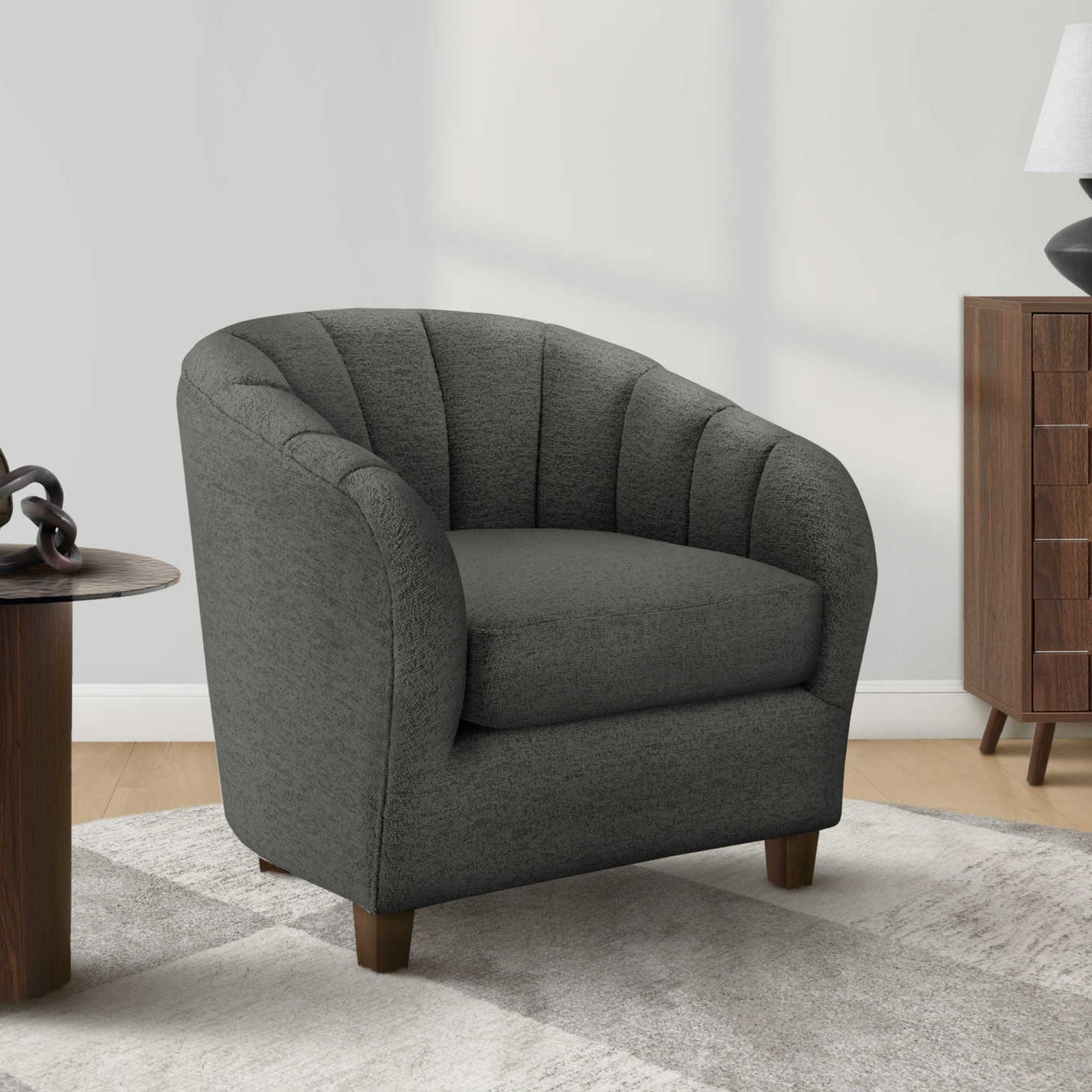 Grey fabric accent chair from Monarch Specialties with 31-inch height, modern design, and cushioned seat for stylish comfort.
