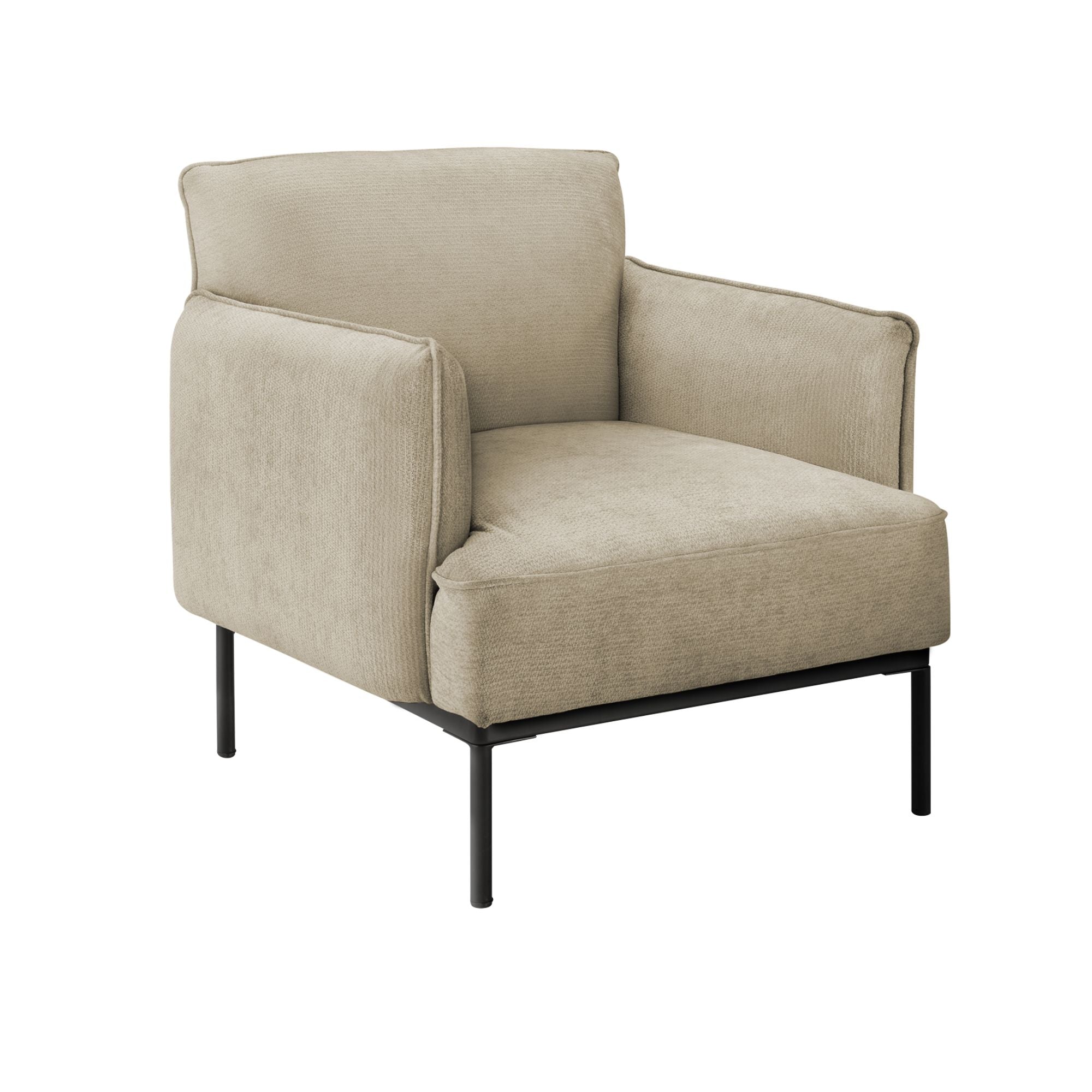 Beige fabric Monarch Specialties accent chair with 33-inch height, featuring a modern design and cushioned seat.