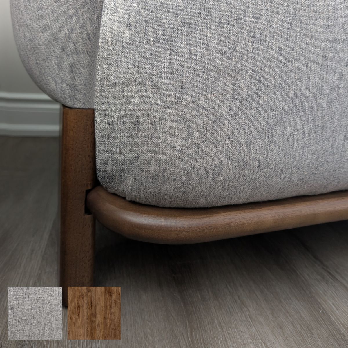 Warm grey Xcella Florence accent chair with sleek lines and modern design, perfect for stylish home decor.