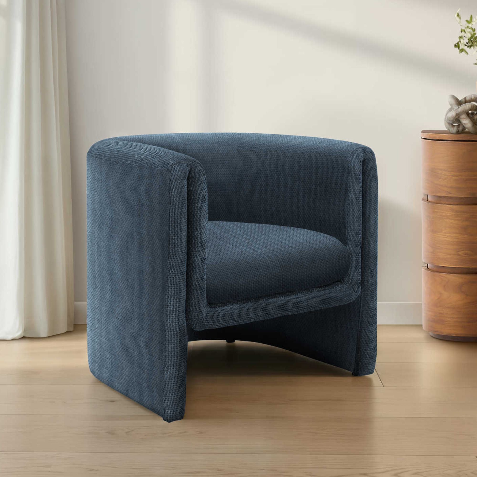Blue fabric accent chair by Monarch Specialties, 29-inch tall with modern design and plush cushioning.