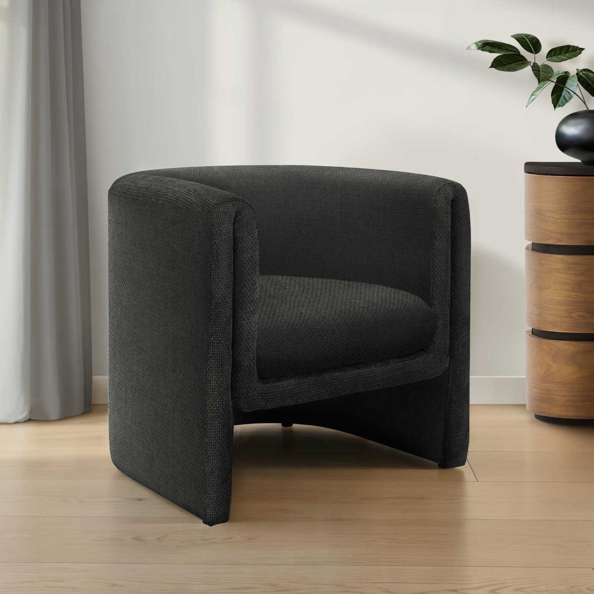 Black fabric accent chair with 29-inch height from Monarch Specialties, modern upholstered seating with sleek design.
