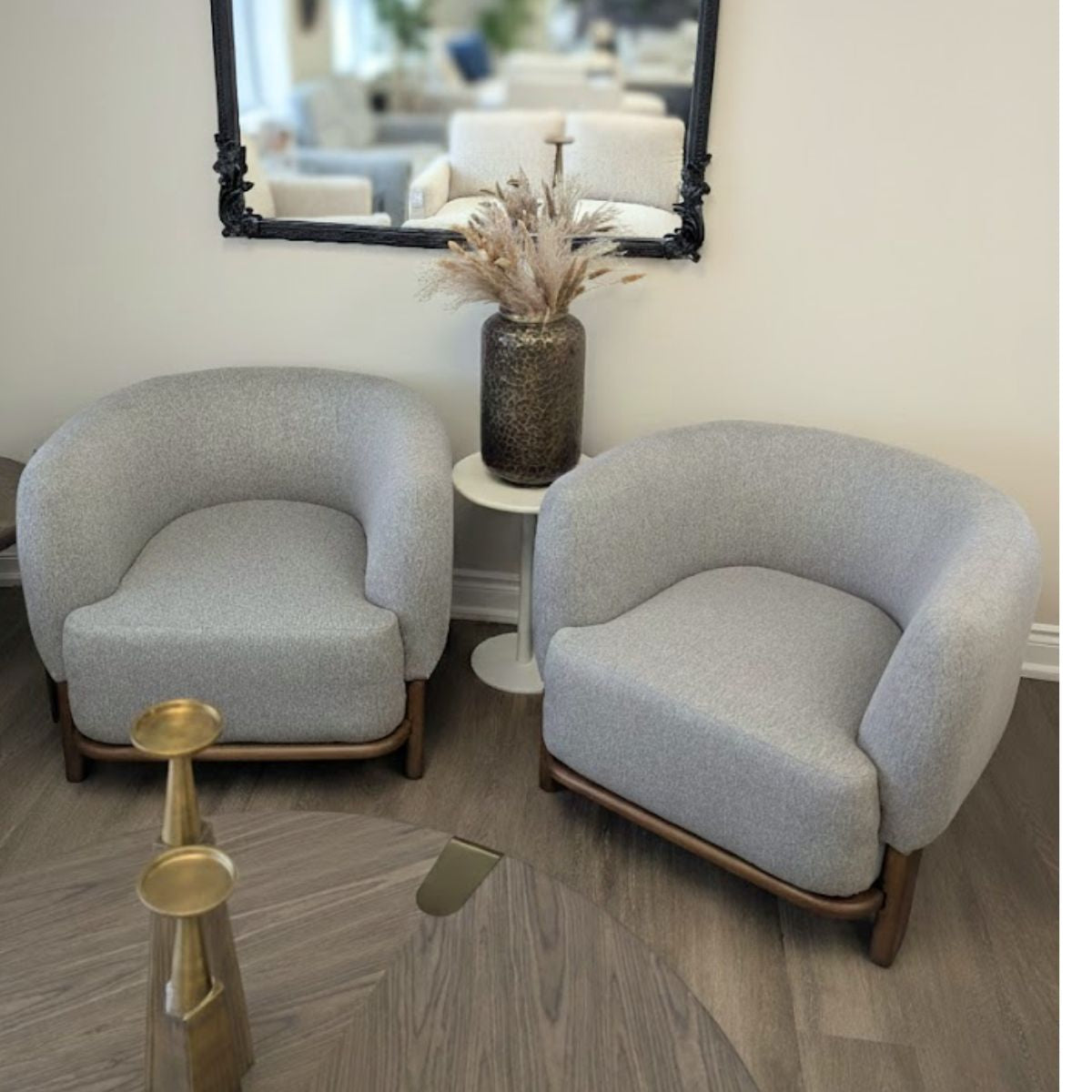 Xcella Florence Accent Chair in warm grey featuring a stylish design and comfortable seating.