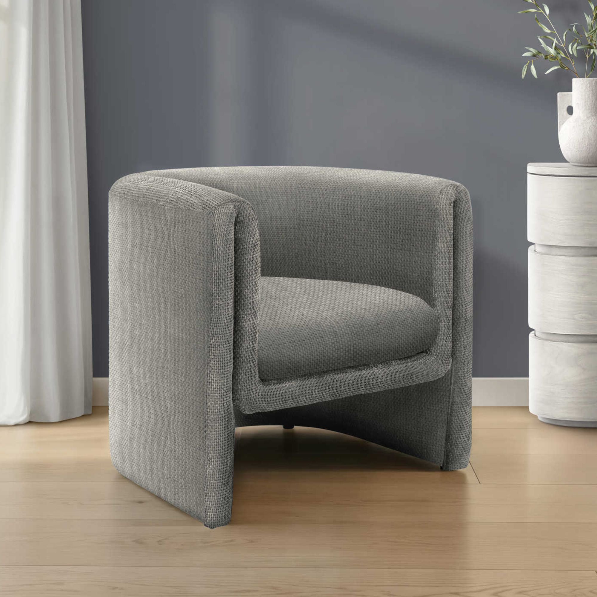 Grey fabric Monarch Specialties accent chair with 29-inch height, modern design and comfortable seating.