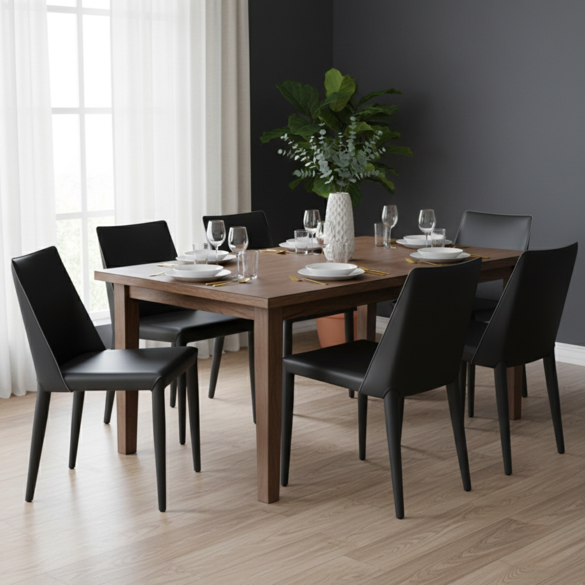 Set of black Elite Living Ace dining chairs with sleek design, perfect for modern dining rooms.