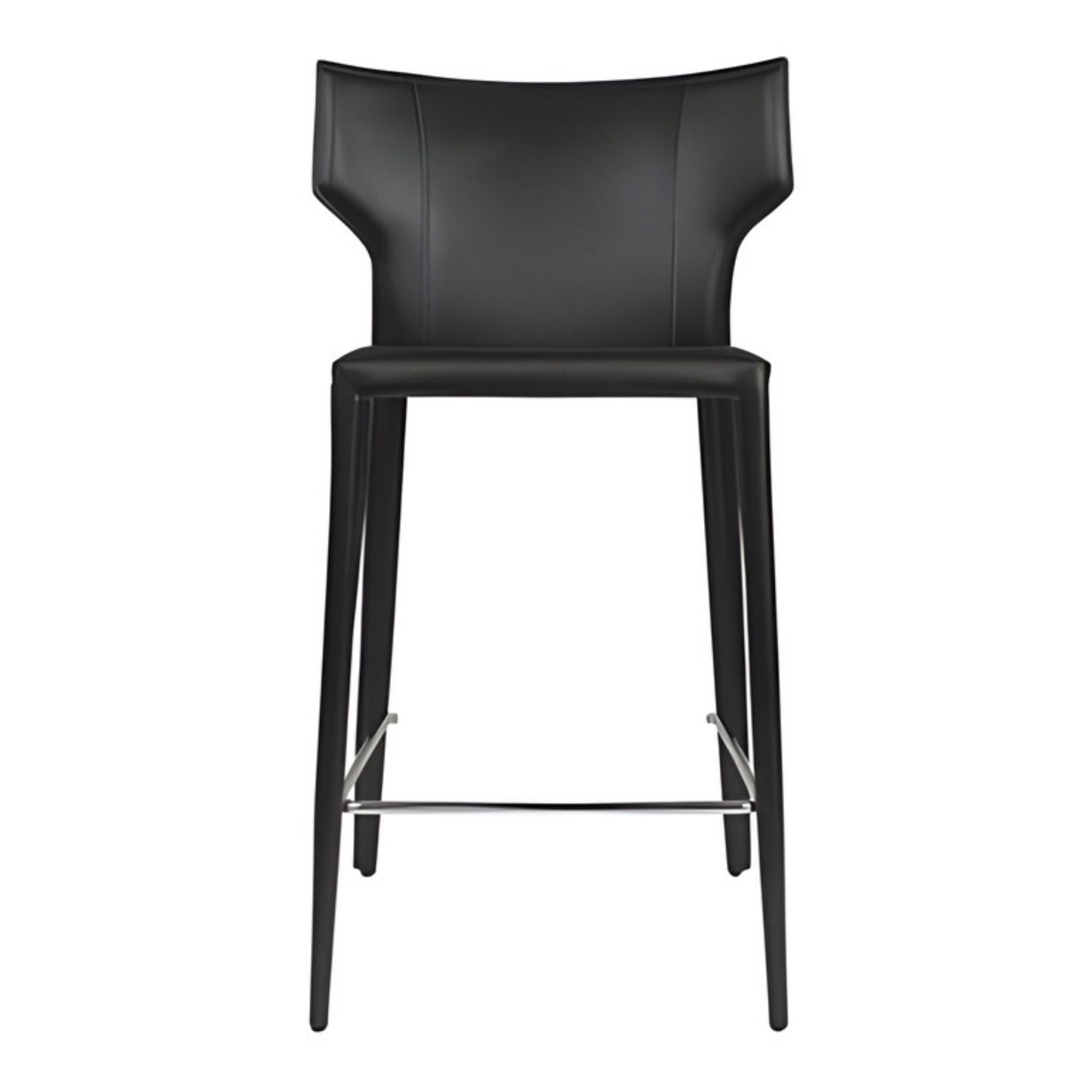 Black Adoro counter bar stools by Elite Living with sleek modern design and padded seats.