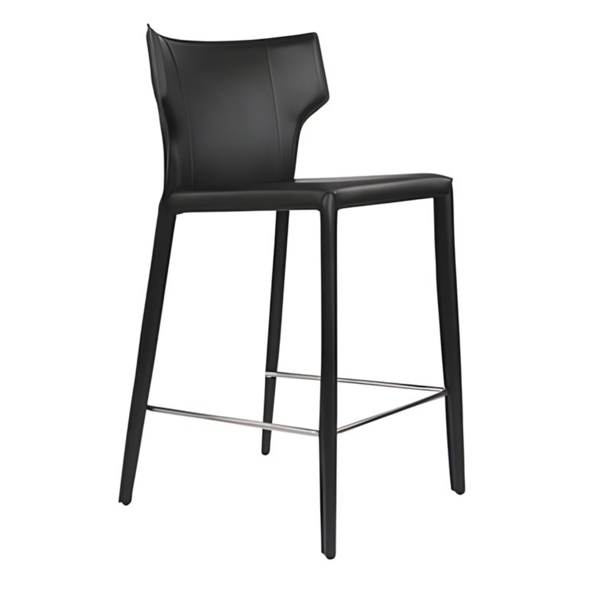 Black Adoro counter bar stools by Elite Living featuring sleek modern design and comfortable seating.