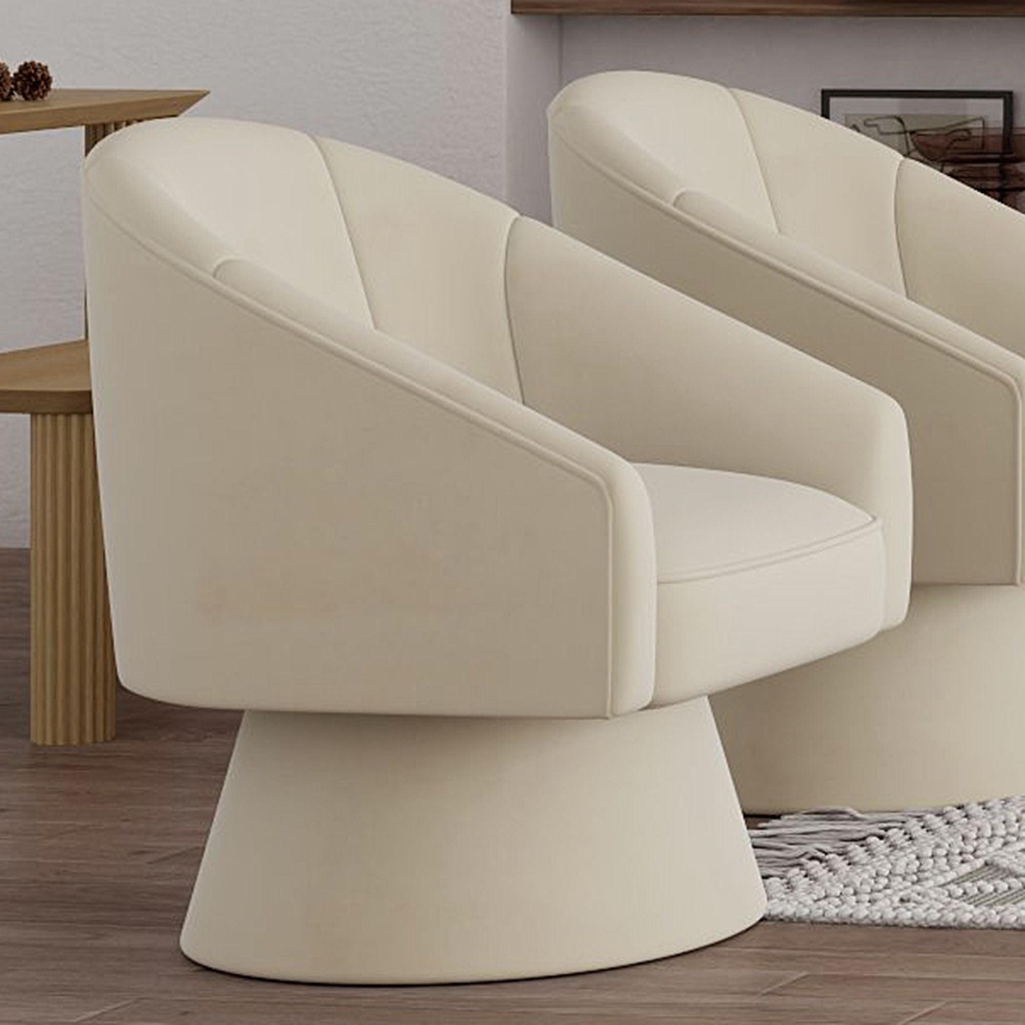 Aggio Swivel Accent Chair in Ivory