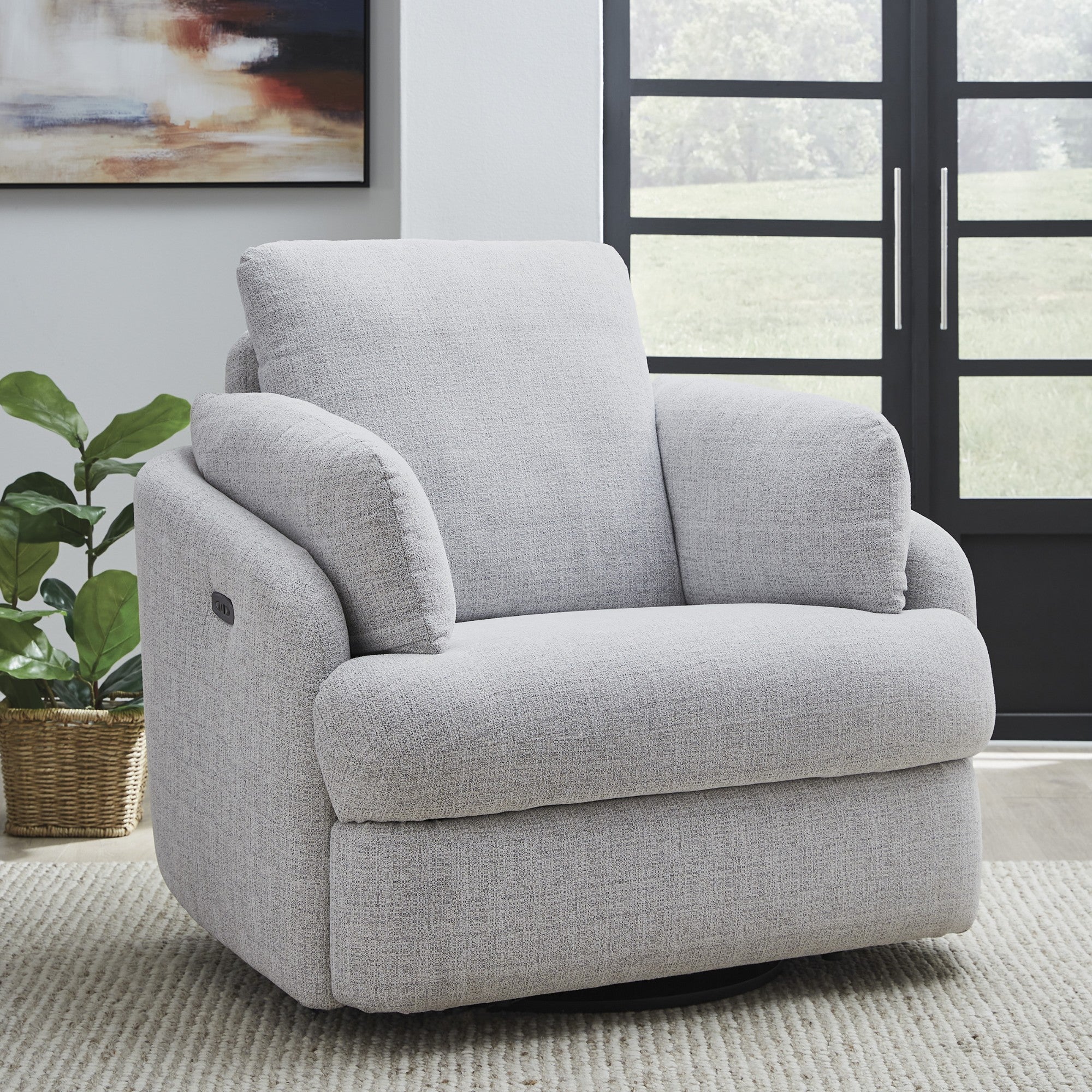Alainmont Next-Gen Nuvella Swivel Power Reclining Chair Light Grey