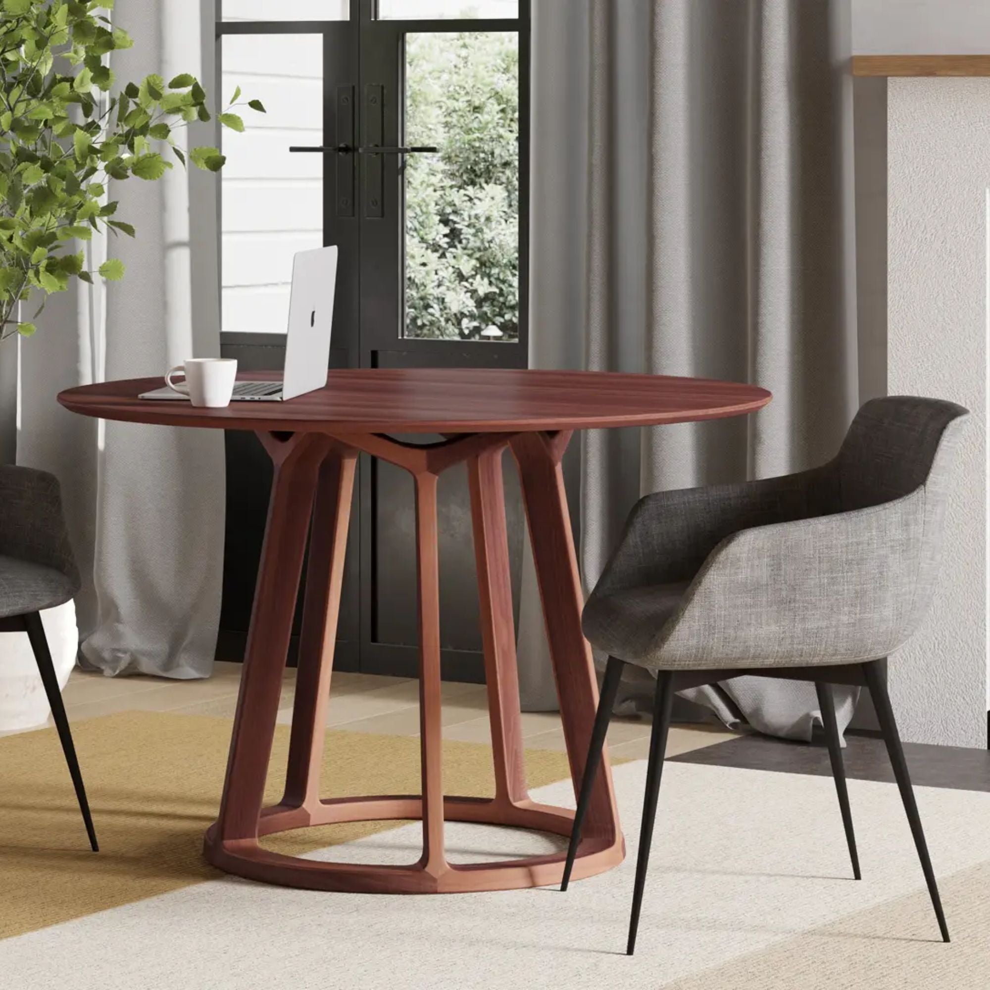 Moe's Home Aldo Collection Round Dining Table Walnut | CastleUp Experience Centre Online Furniture