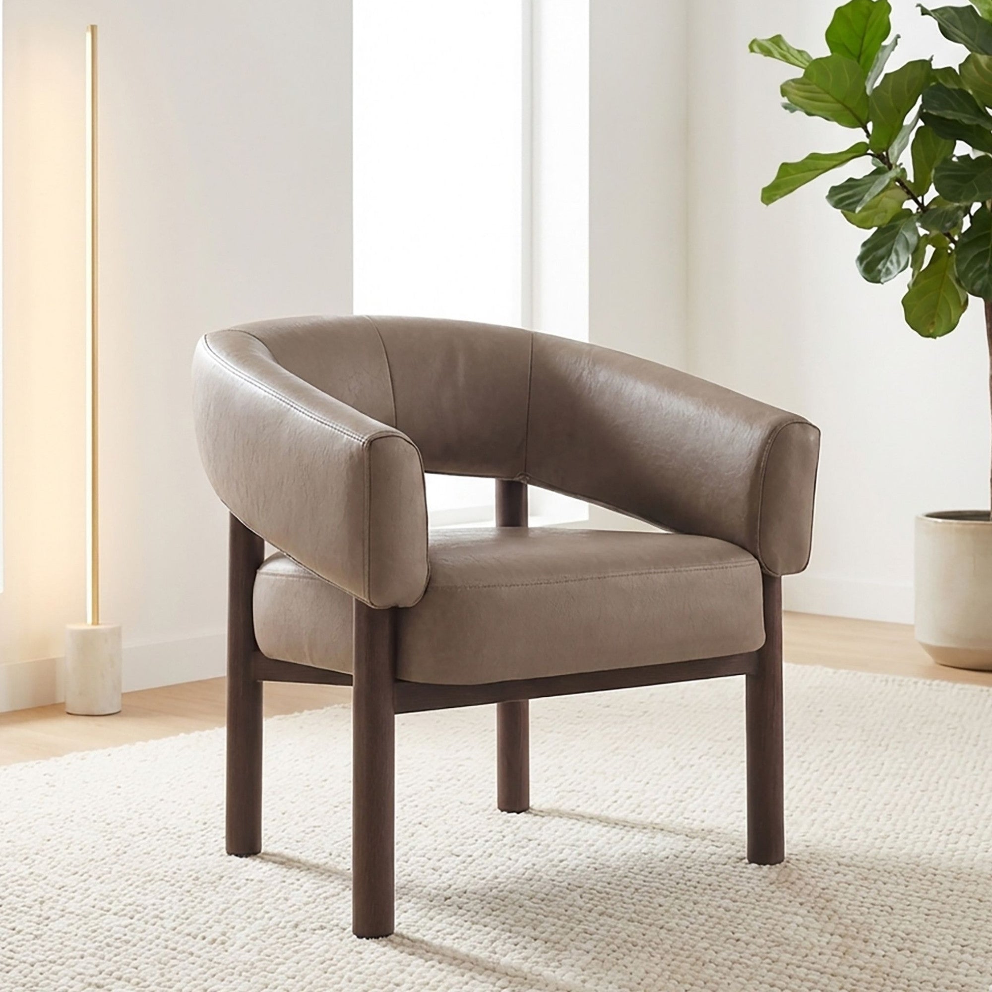 Allegra Modern Armchair – Dark Taupe/Walnut
