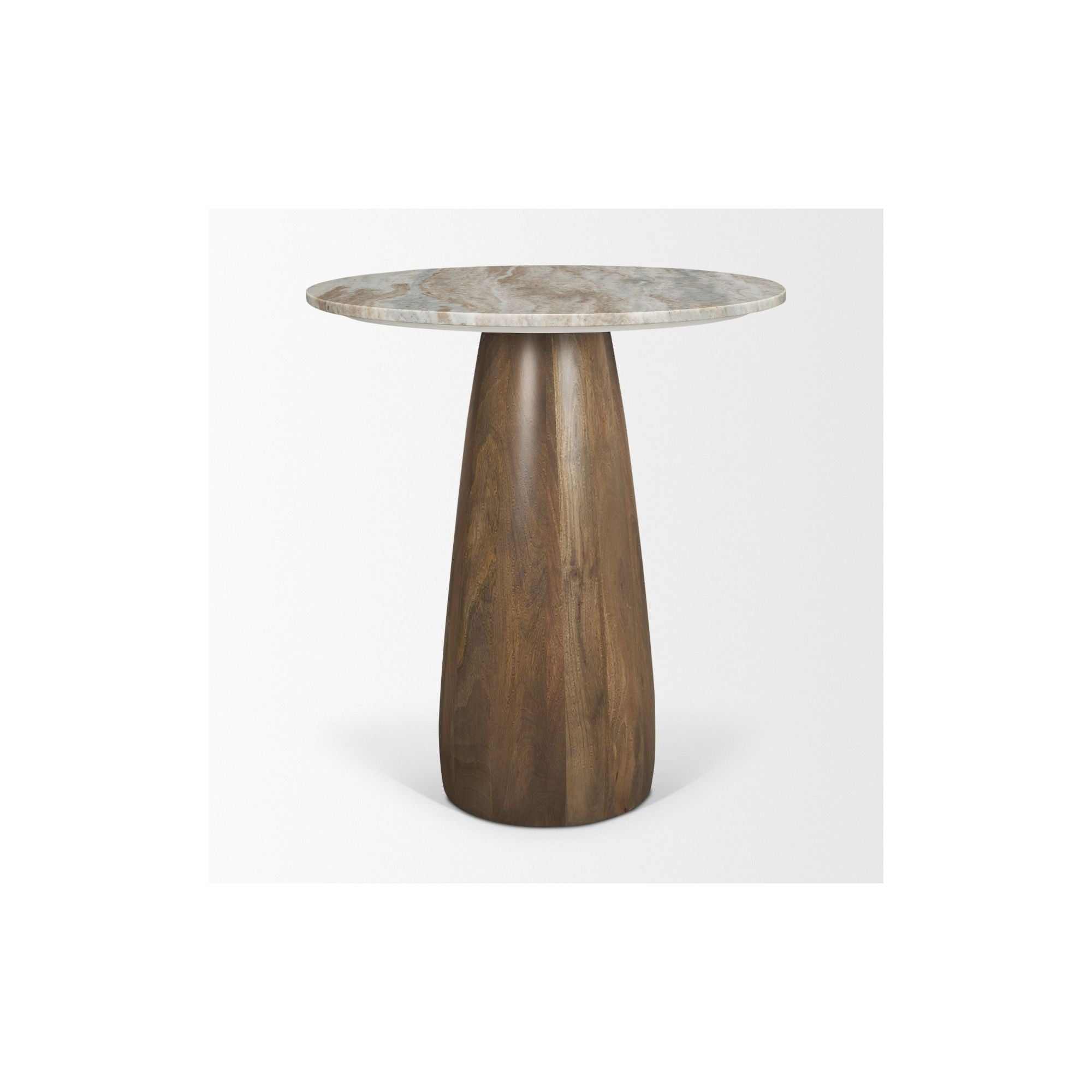 Mercana Allyson 32-inch pink marble top dining bistro table with sleek modern design and sturdy metal base.