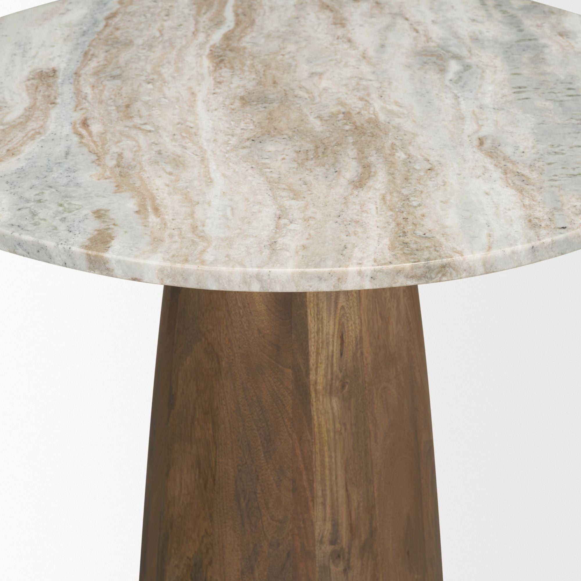 Mercana Allyson 32-inch pink marble top dining bistro table with sleek design and sturdy base, perfect for small dining spaces.