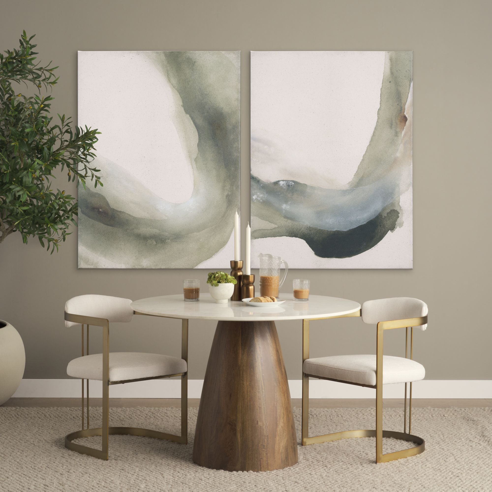 Mercana Allyson Collection 42" Banswara White Marble Top Dining Table | CastleUp Experience Centre Online Furniture
