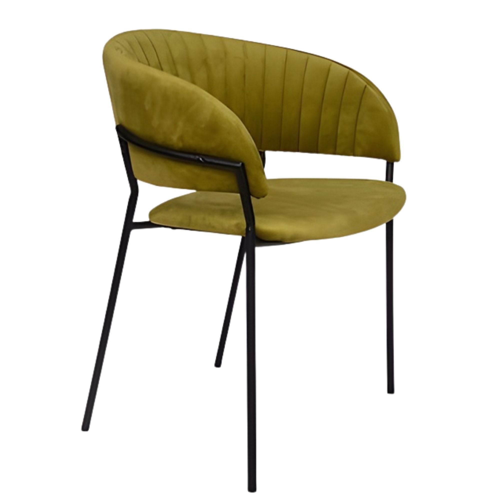 Pair of Amanda dining chairs in vibrant green by Elite Living, featuring sleek wooden legs and cushioned seats for dining comfort.
