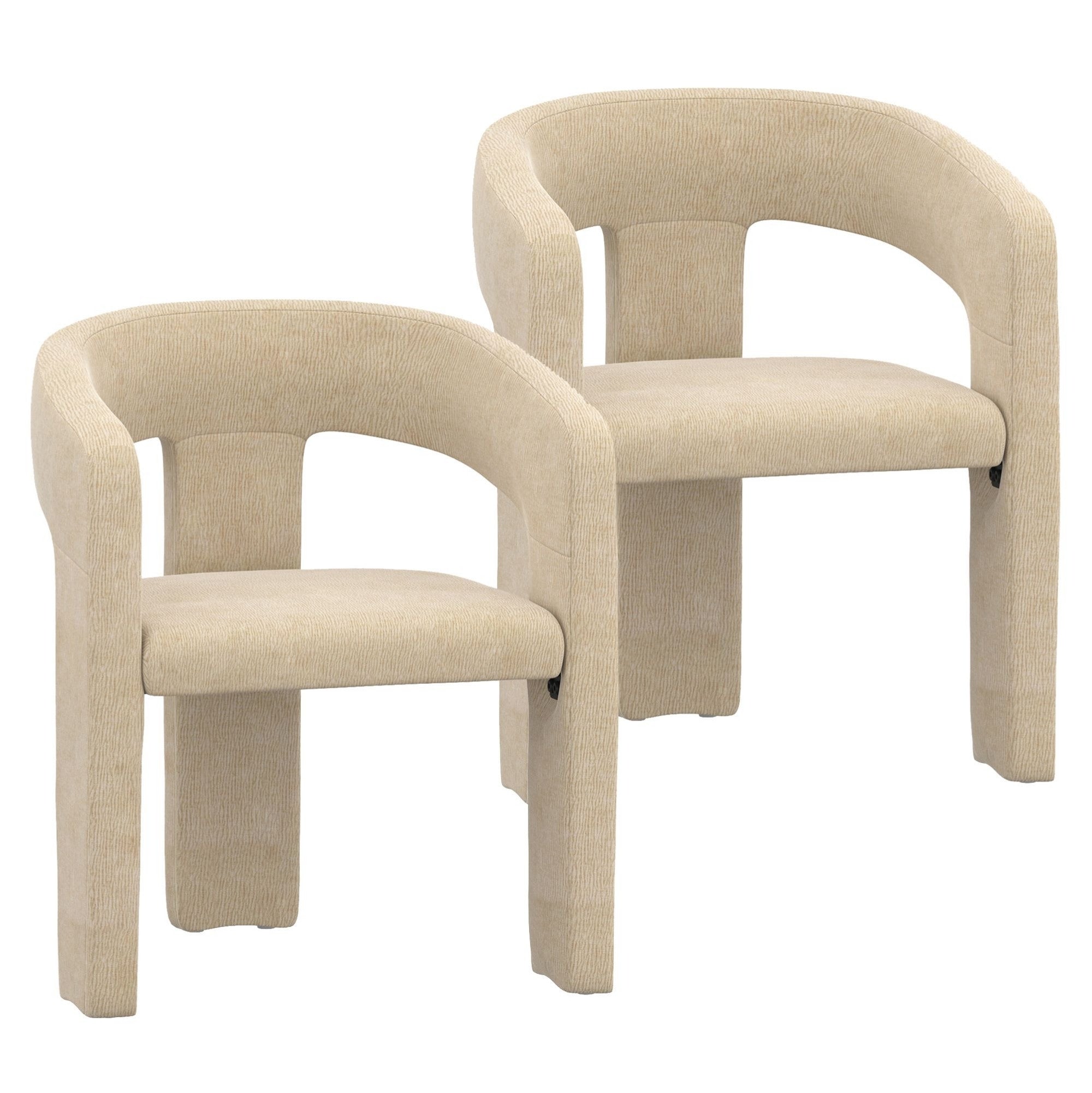 Chaise de salle à manger Caspian moderne du milieu du siècle, couleur sable (lot de 2)