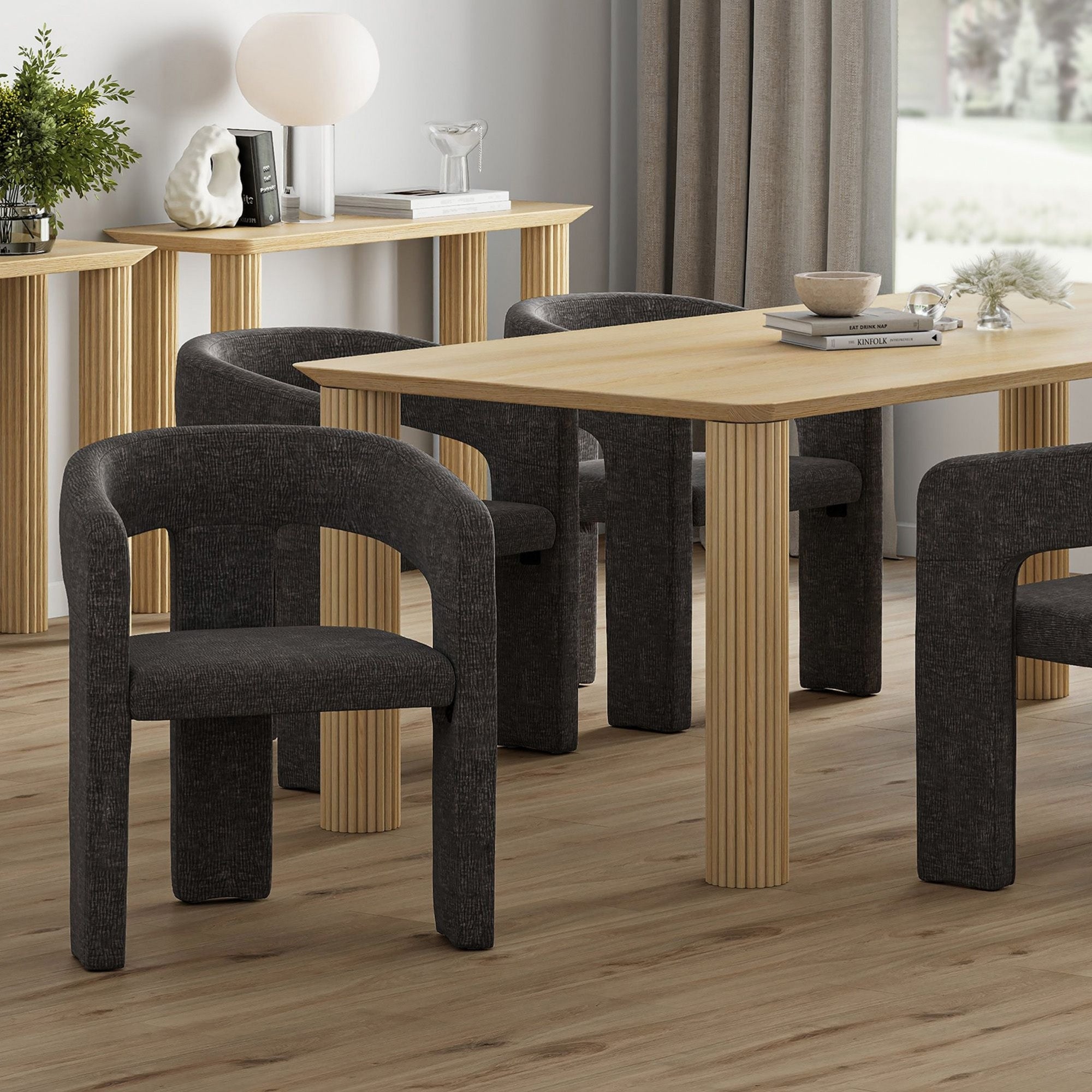 Chaise de salle à manger Caspian moderne du milieu du siècle, couleur sable (lot de 2)