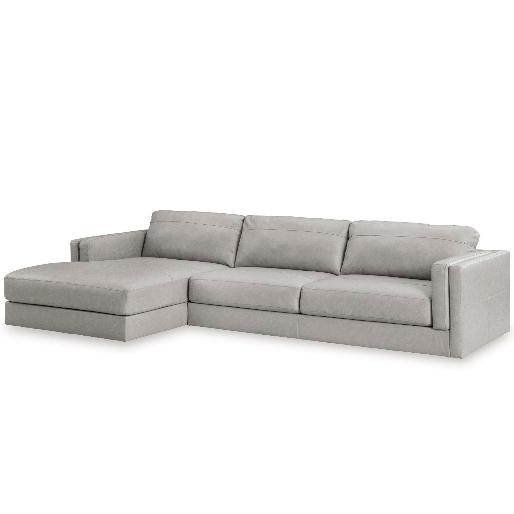 Amiata 2-Piece Leather Sectional with Chaise Light Grey