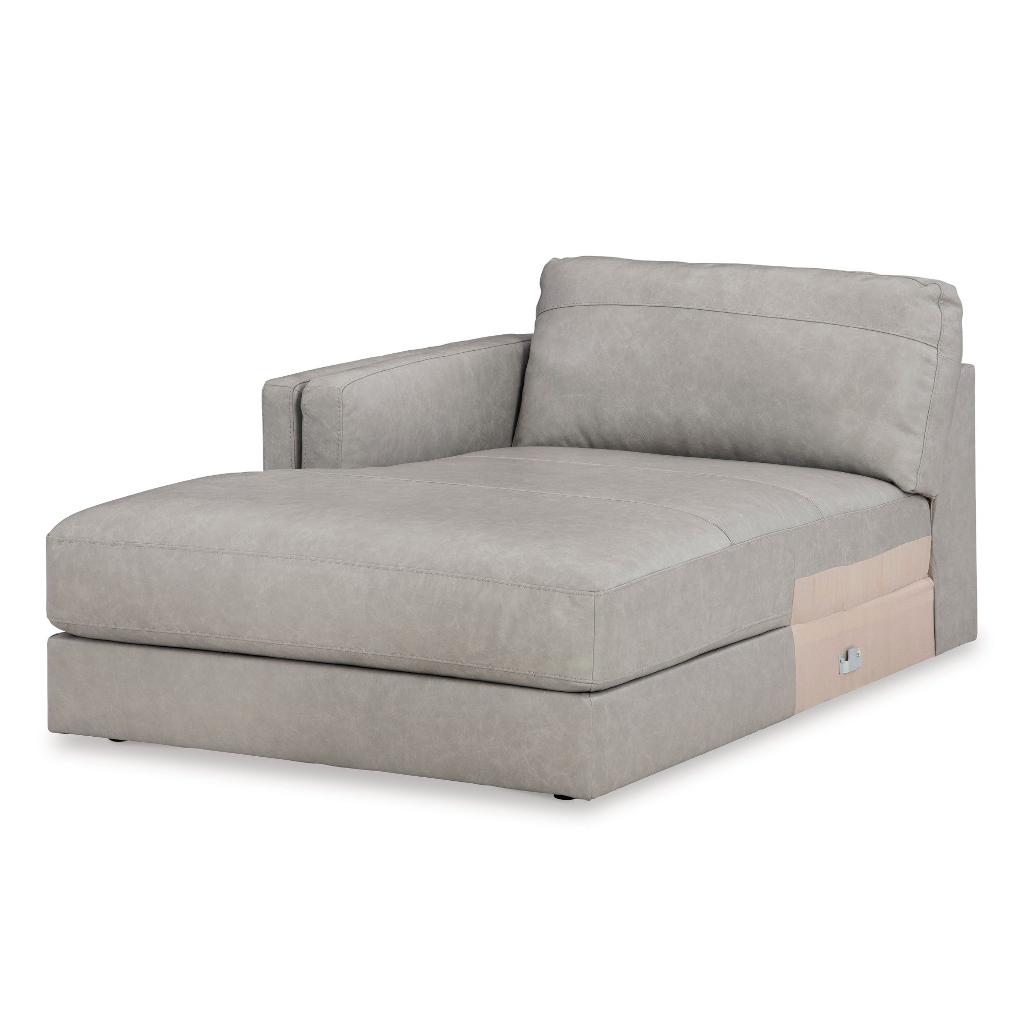 Amiata 2-Piece Leather Sectional with Chaise Light Grey