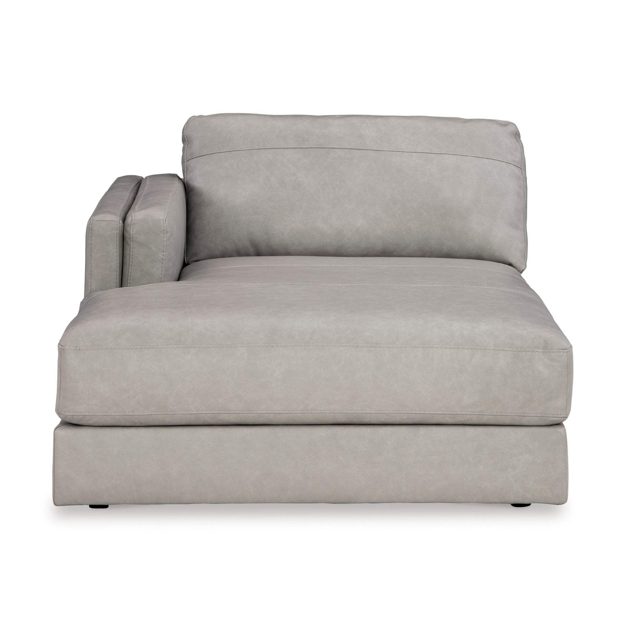 Amiata 2-Piece Leather Sectional with Chaise Light Grey