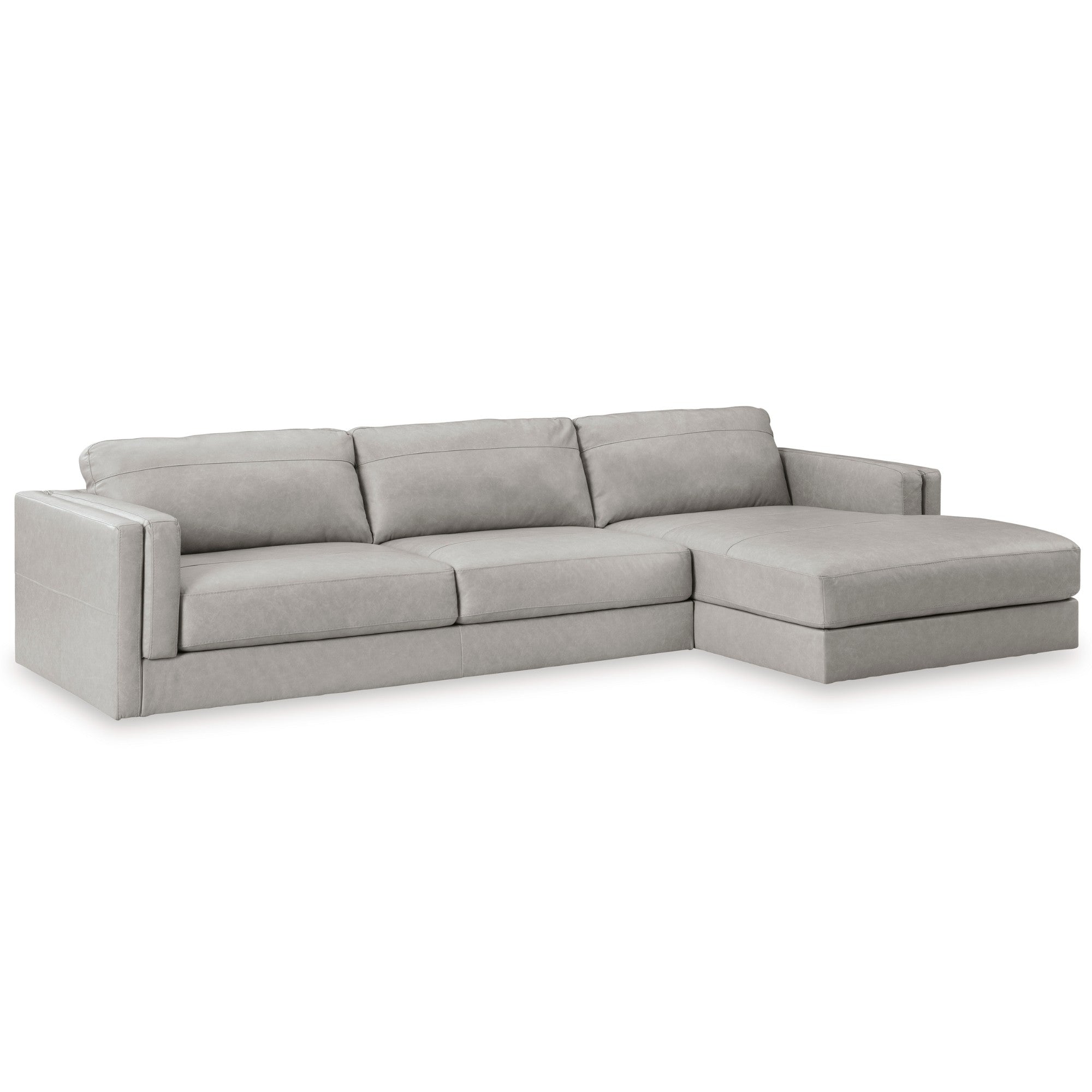 Amiata 2-Piece Leather Sectional with Chaise Light Grey
