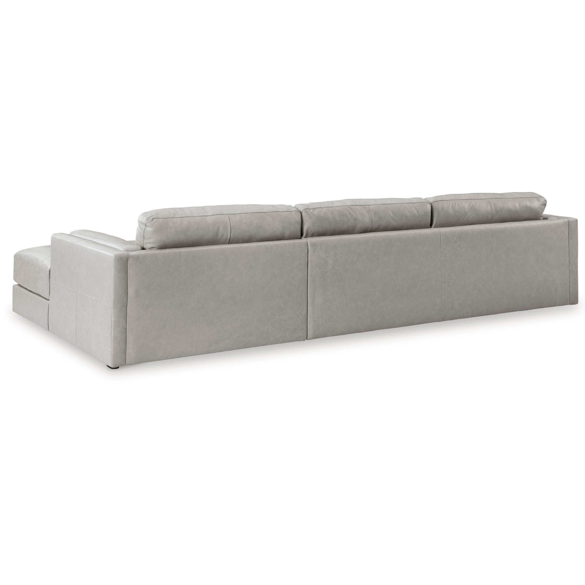 Amiata 2-Piece Leather Sectional with Chaise Light Grey